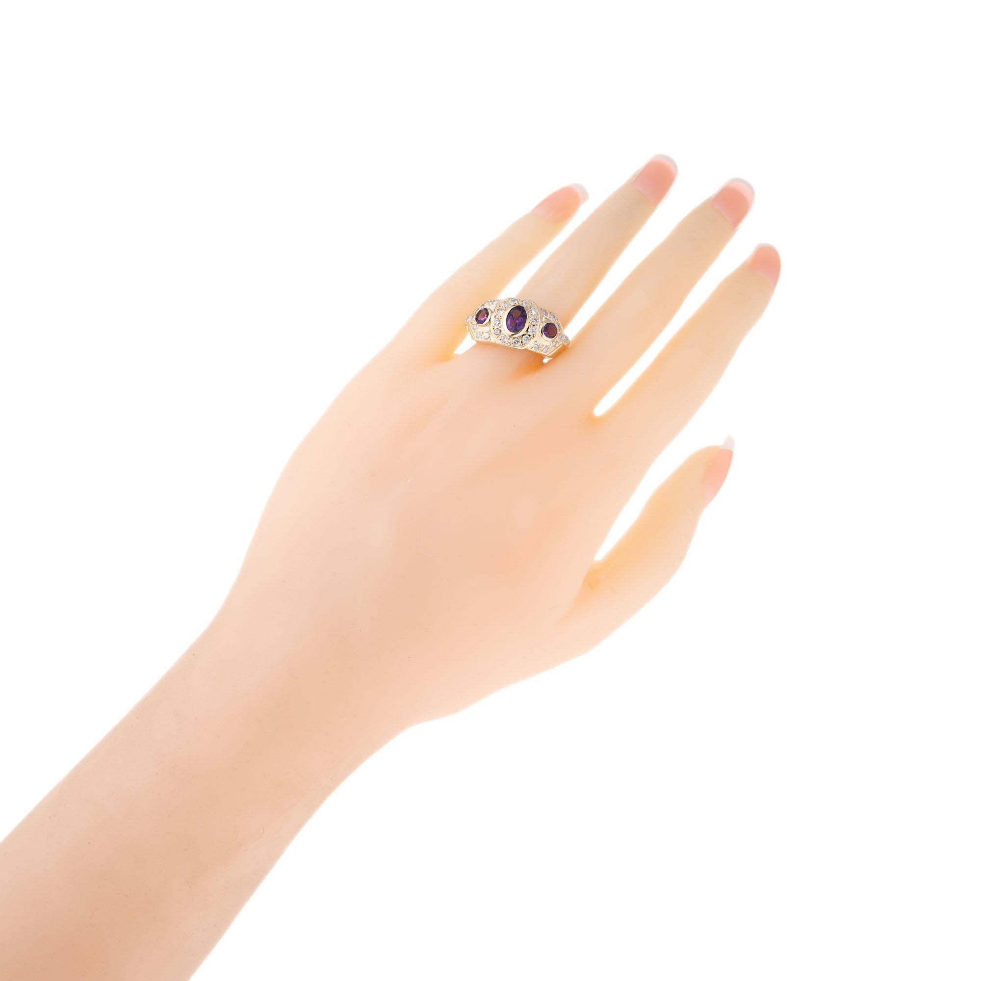 Bague cocktail en or jaune avec diamant et améthyste de 0,70 carat en vente 2
