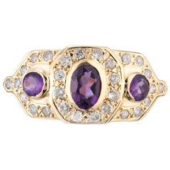 .70 Karat Amethyst-Diamant-Cocktailring aus Gelbgold