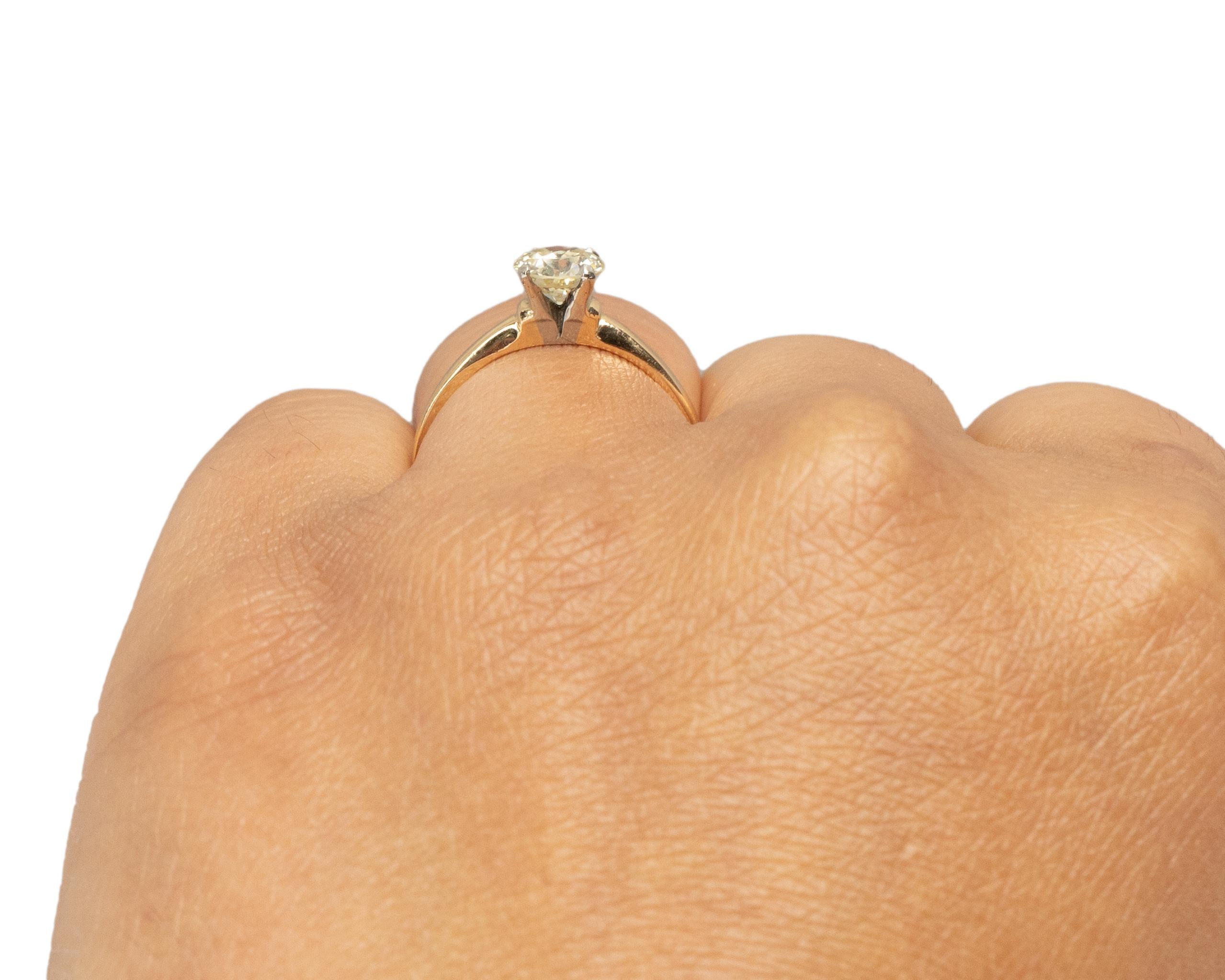 Women's .70 Carat Art Deco Diamond 14 Karat Yellow Gold Engagement Ring For Sale