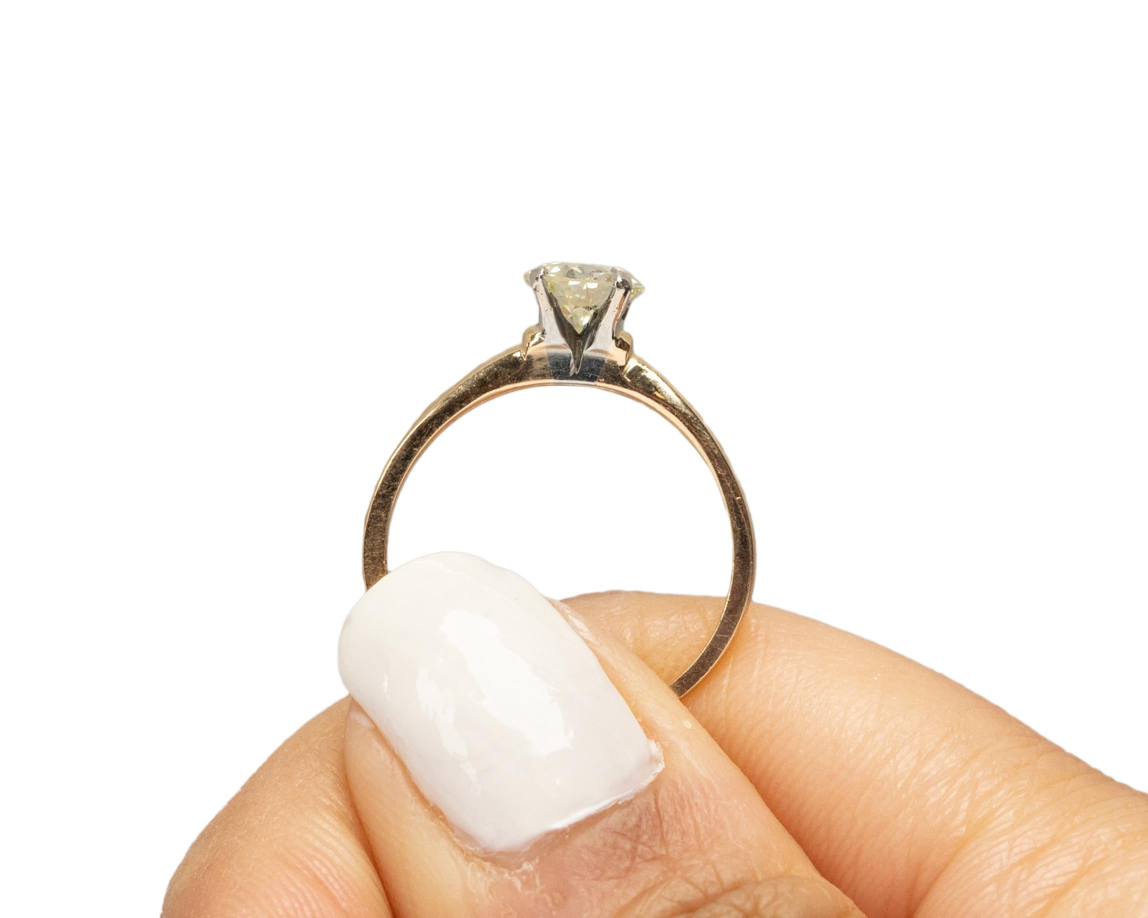 .70 Carat Art Deco Diamond 14 Karat Yellow Gold Engagement Ring For Sale 2