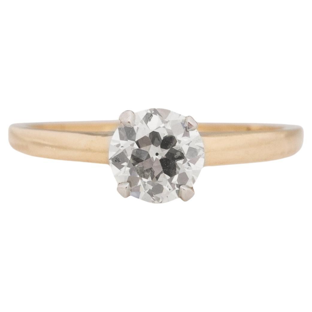 .70 Carat Art Deco Diamond 14 Karat Yellow Gold Engagement Ring For Sale