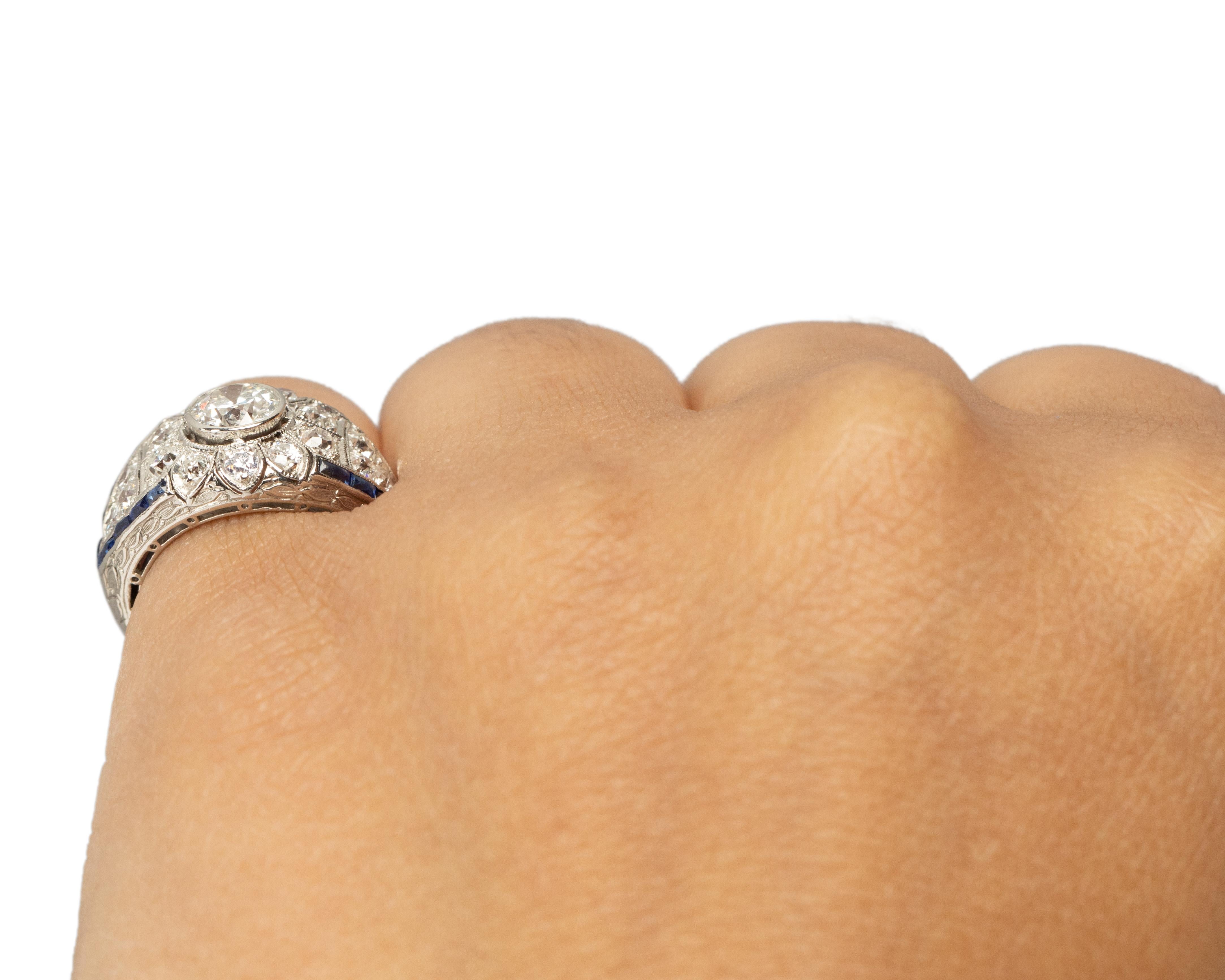 Old European Cut .70 Carat Art Deco Diamond Platinum Engagement Ring For Sale