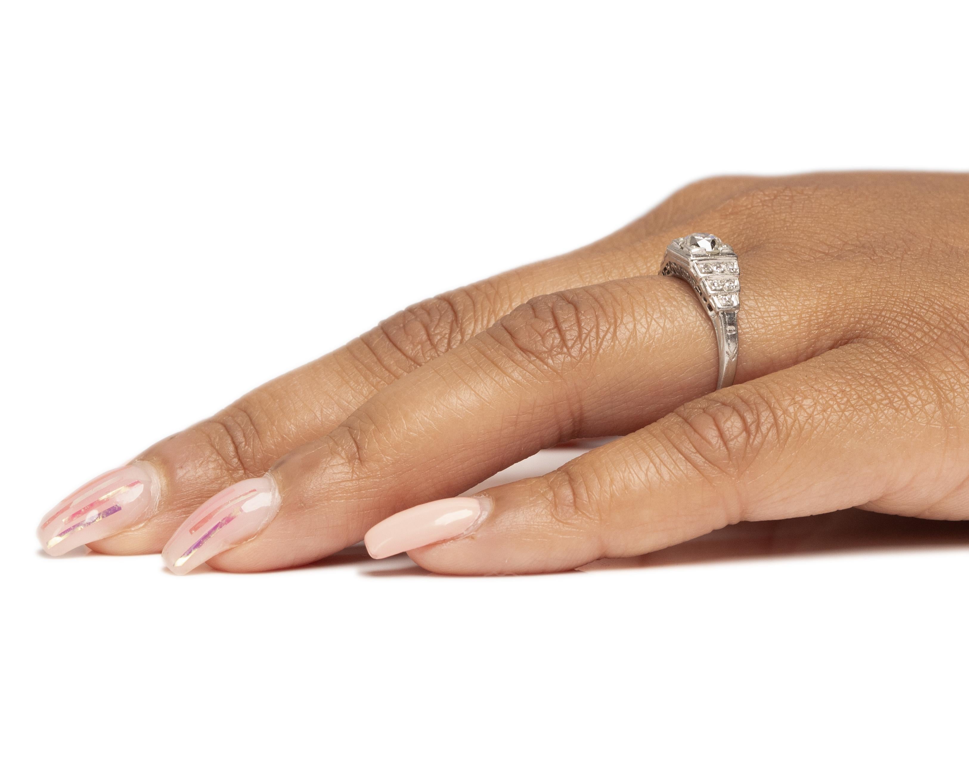 .70 Carat Art Deco Diamond Platinum Engagement Ring In Good Condition For Sale In Atlanta, GA
