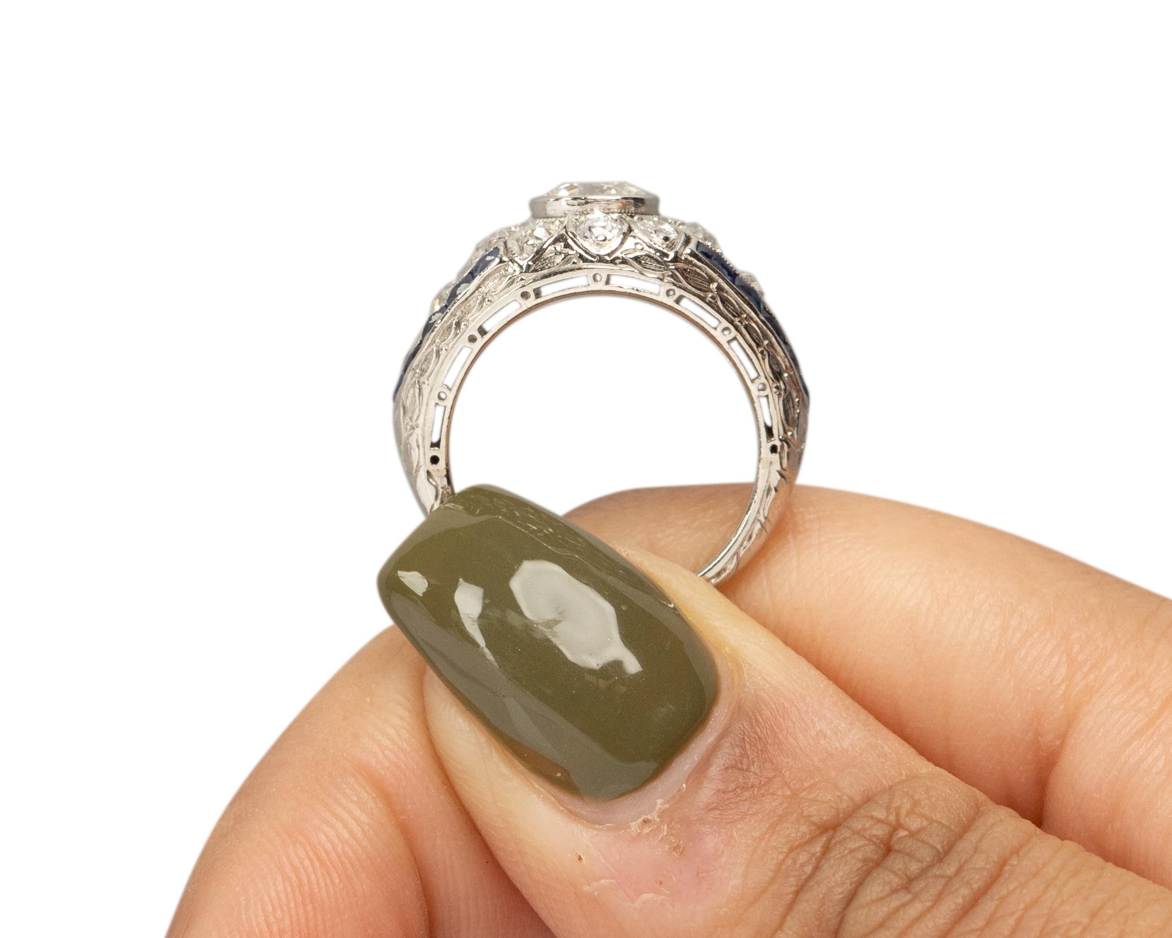 Women's .70 Carat Art Deco Diamond Platinum Engagement Ring For Sale