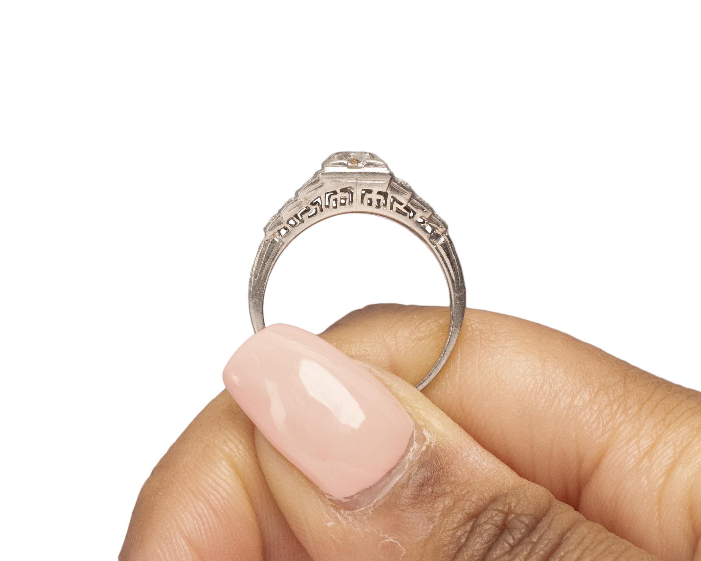 Women's .70 Carat Art Deco Diamond Platinum Engagement Ring For Sale