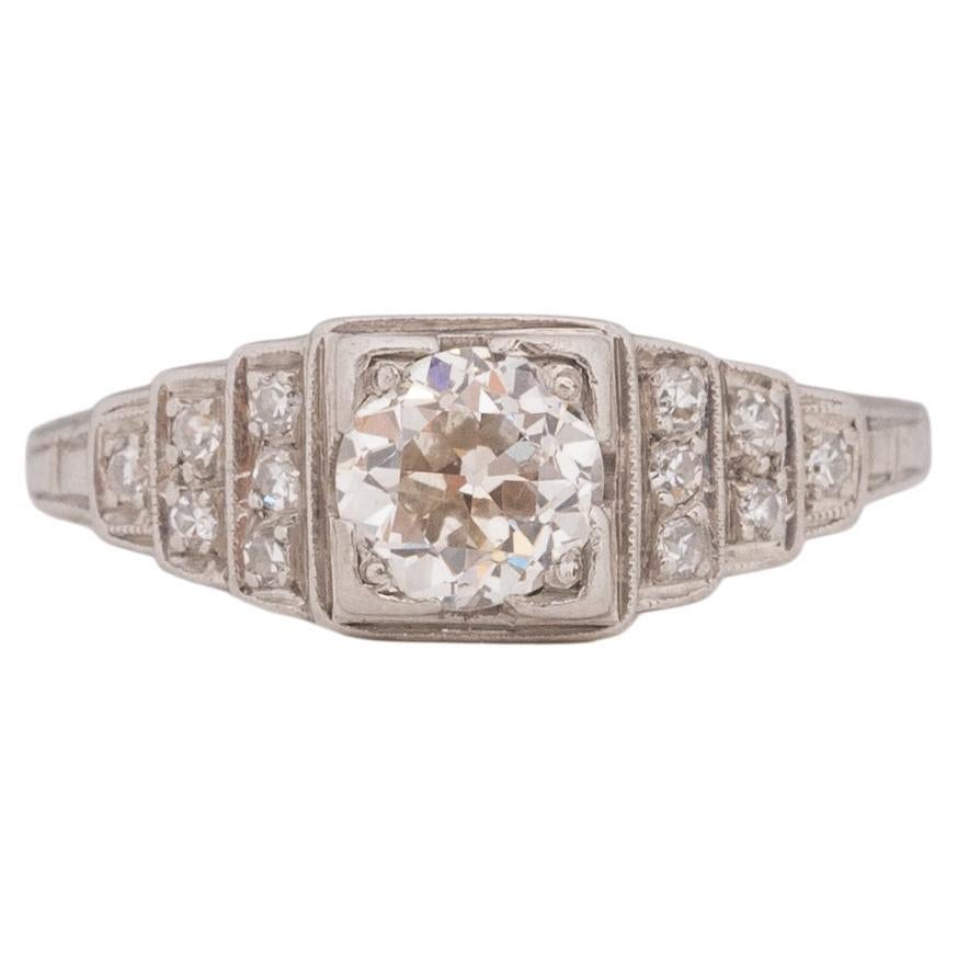 .70 Carat Art Deco Diamond Platinum Engagement Ring For Sale