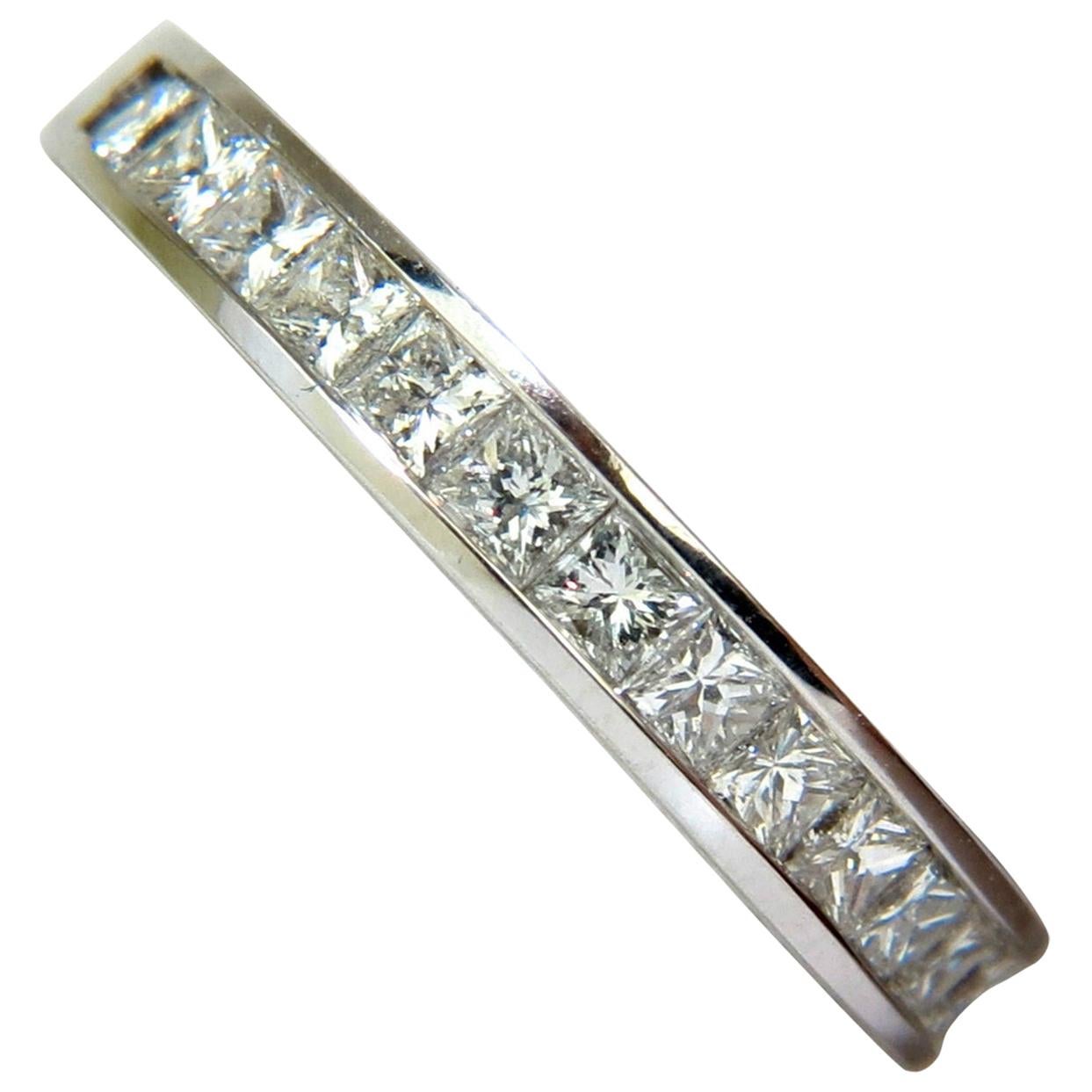 .70 Carat Classic Princess Cut Diamonds Band Ring 14 Karat For Sale