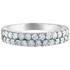 .70 Carat Diamond, Double Row Wedding Band, 14 Karat White Gold