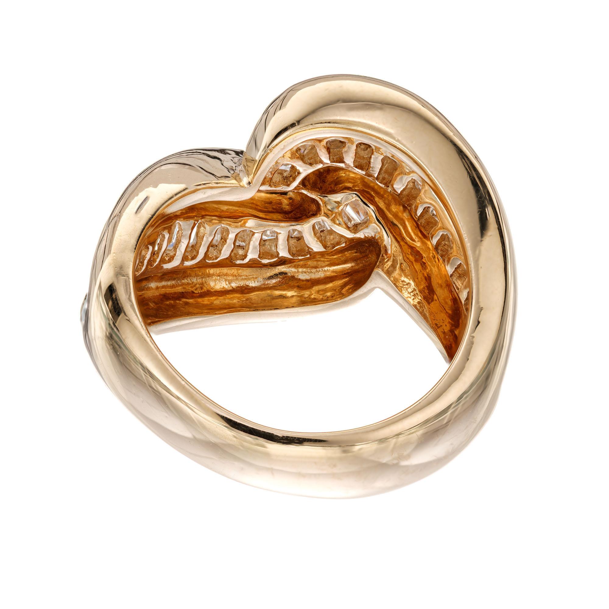 Women's .70 Carat Diamond Gold Swirl Cocktail Ring For Sale