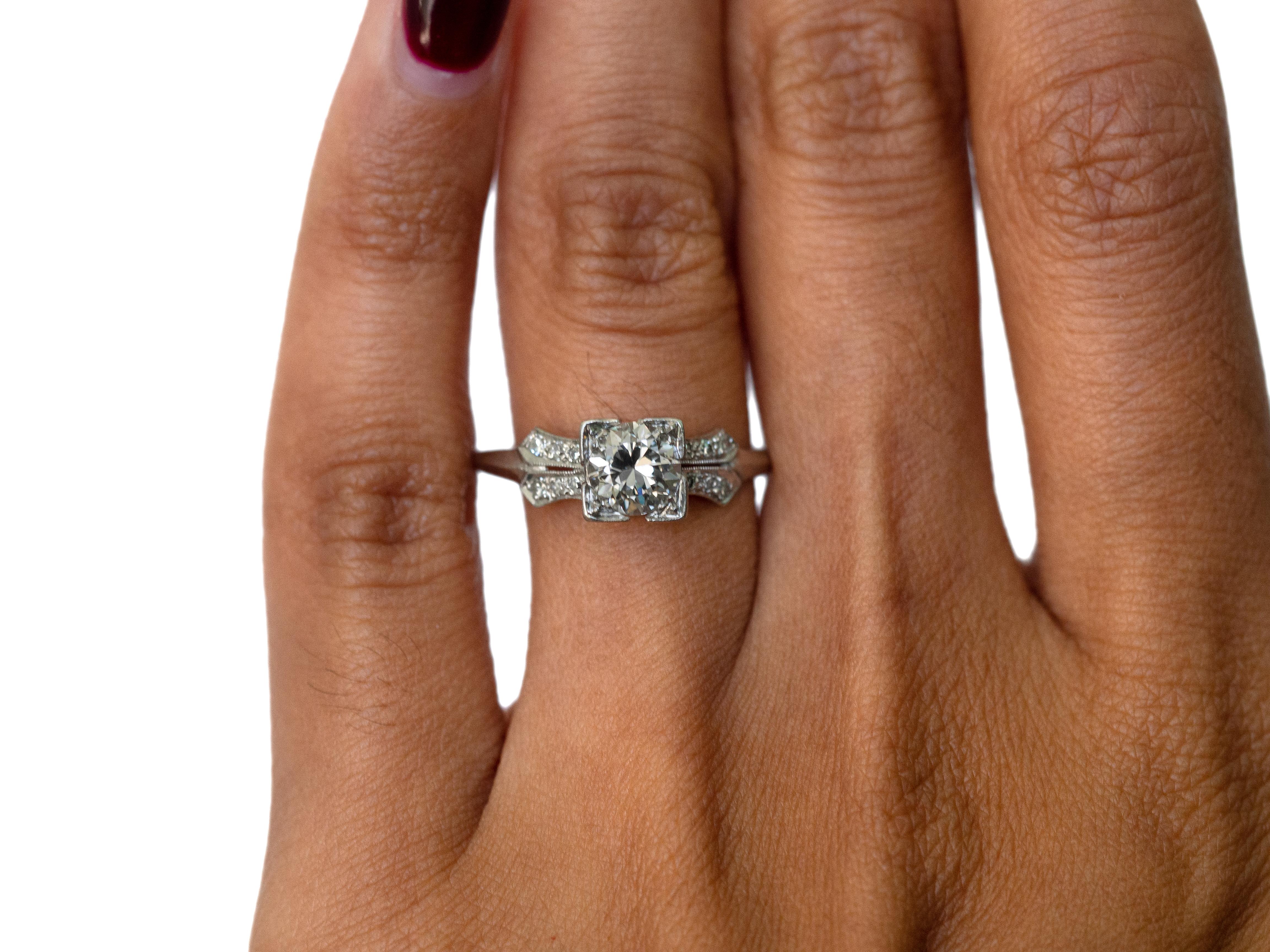 Art Deco .70 Carat Diamond Platinum Engagement Ring For Sale