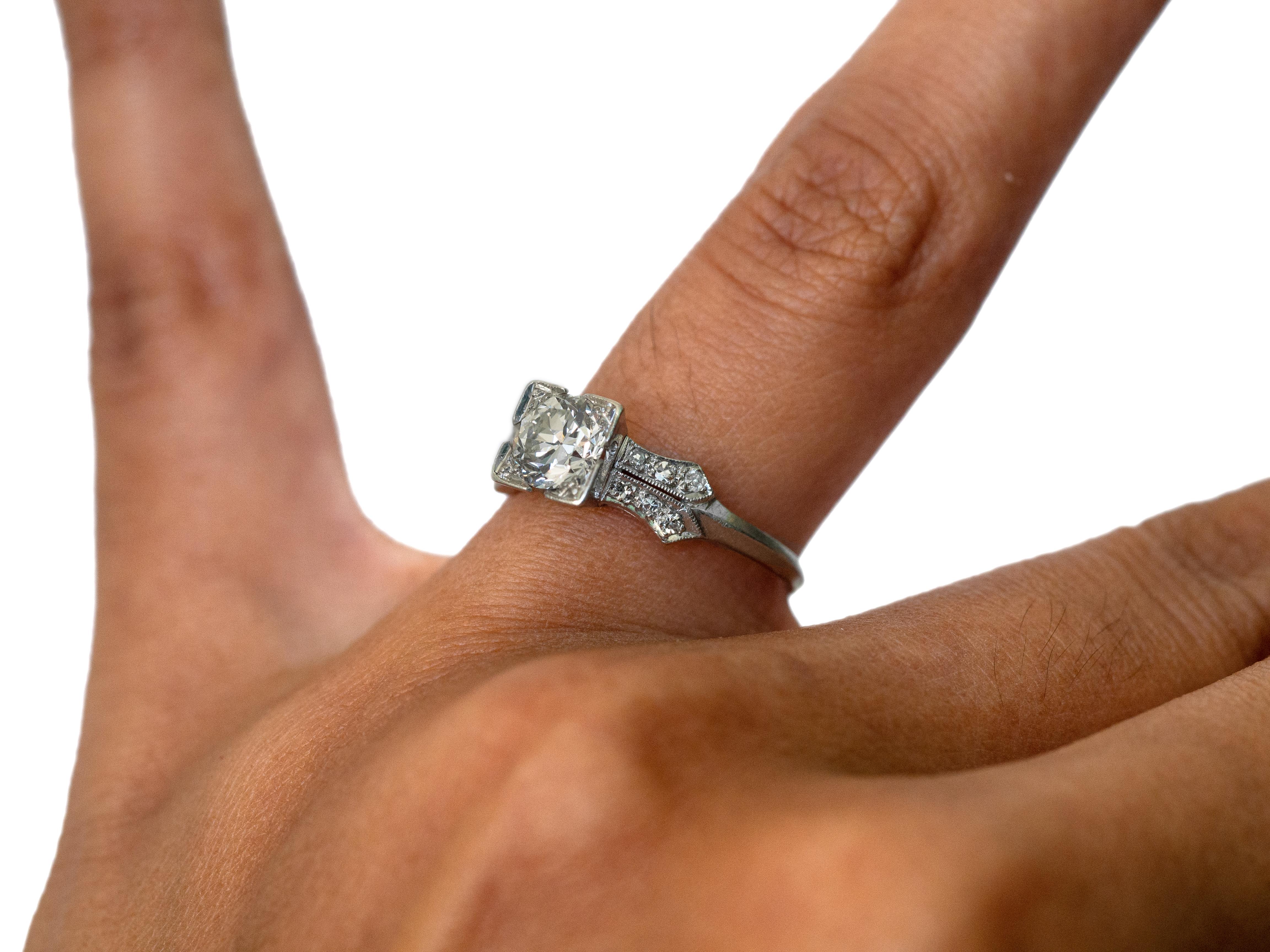 Round Cut .70 Carat Diamond Platinum Engagement Ring For Sale