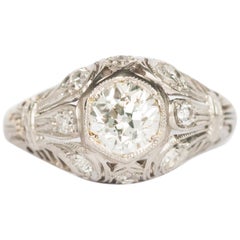 Anillo de compromiso de platino con diamantes de 70 quilates