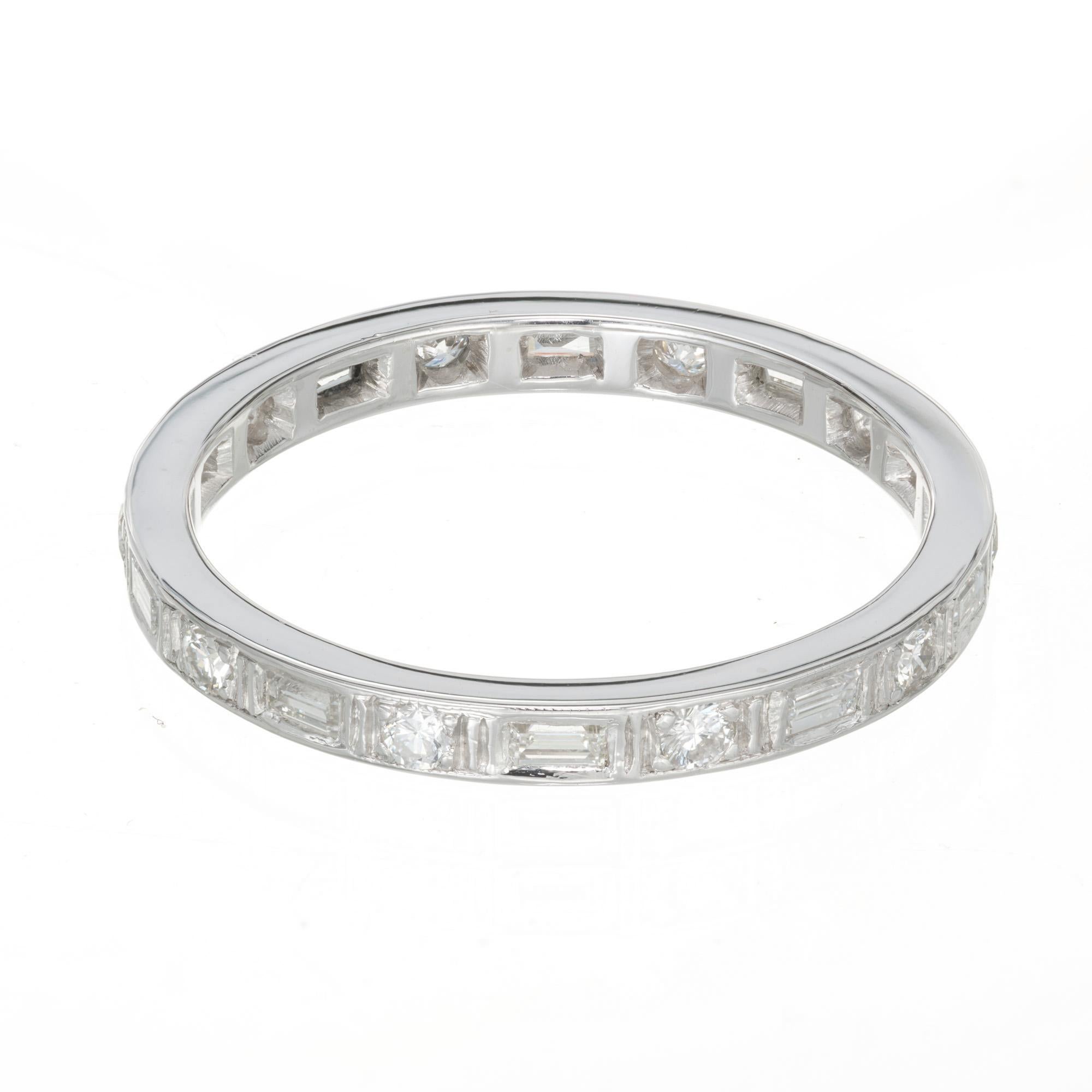 Round Cut .70 Carat Diamond Platinum Eternity Wedding Band Ring For Sale