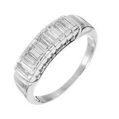 Retro .70 Carat Diamond White Gold Baguette Ring 