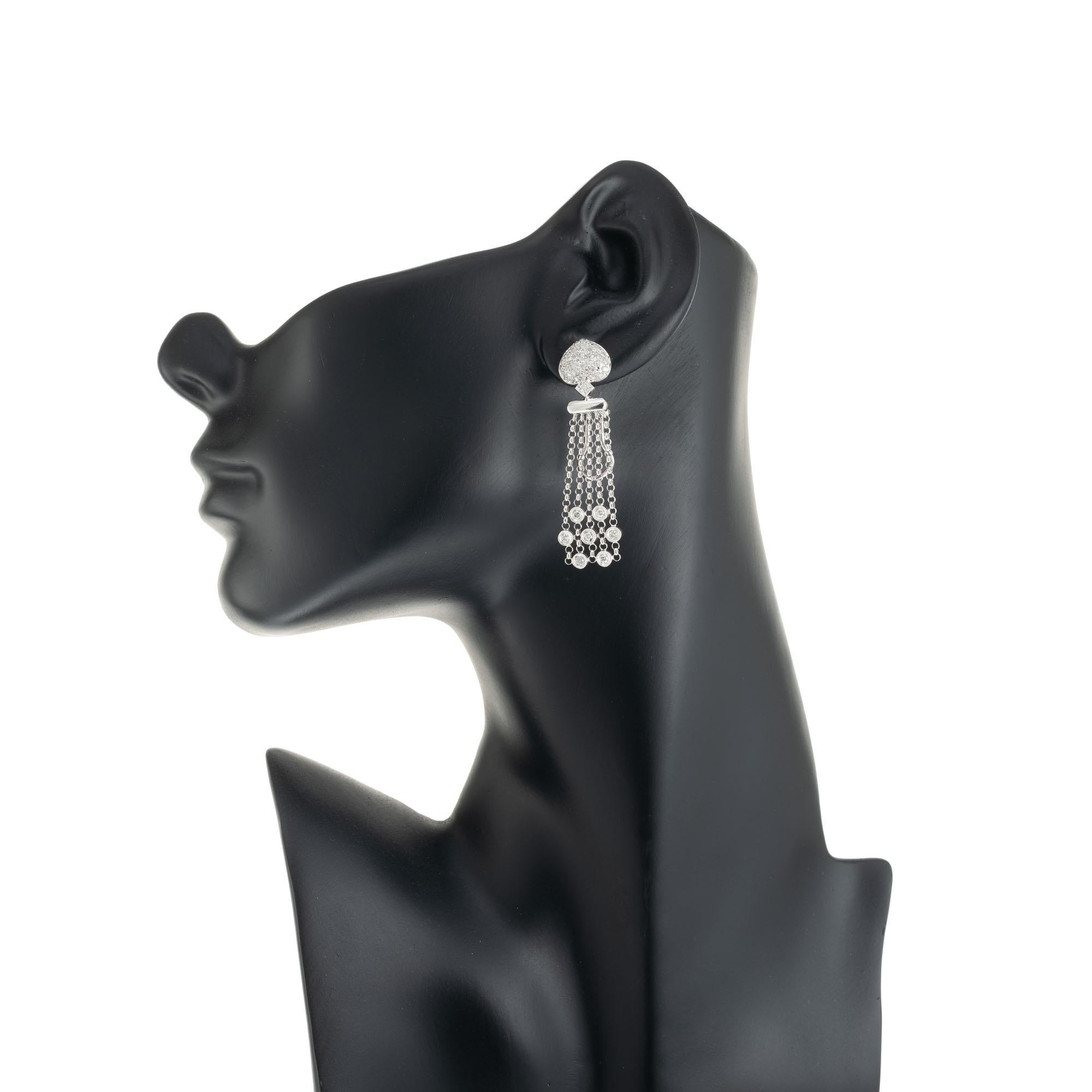 0,70 Karat Diamant Weißgold Multi-Strand-Ohrringe Damen im Angebot