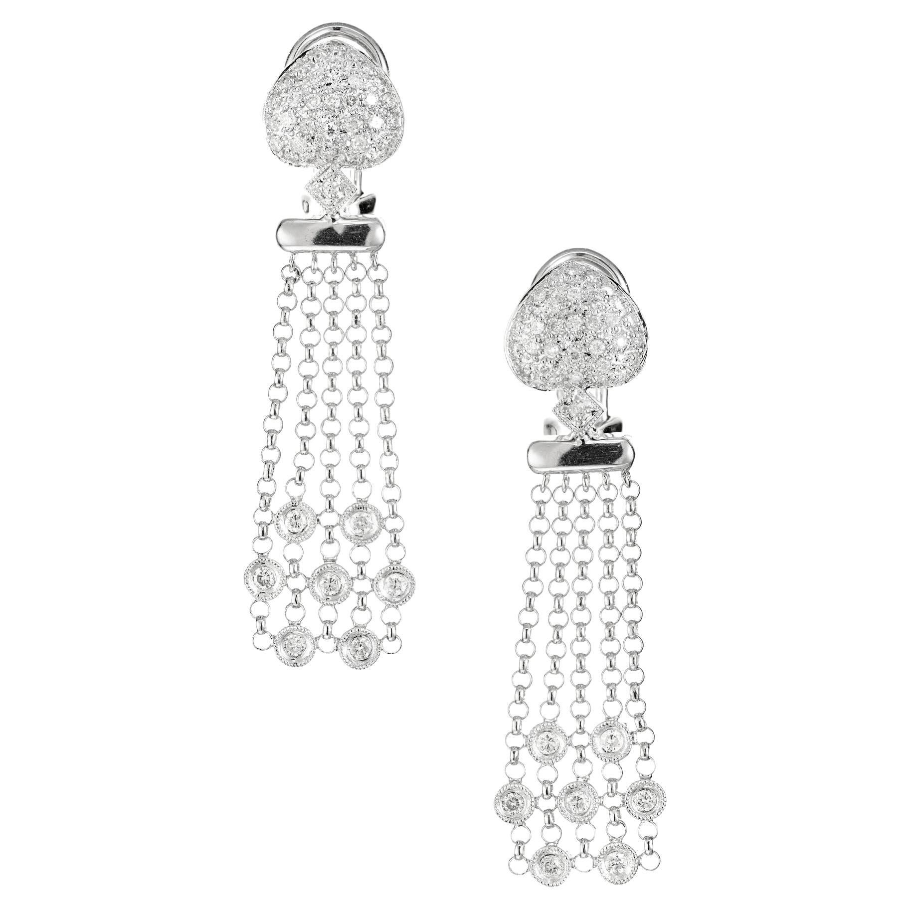 0,70 Karat Diamant Weißgold Multi-Strand-Ohrringe im Angebot