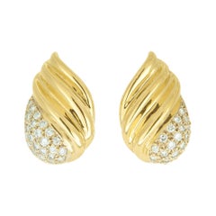 Boucles d'oreilles en forme de flamme en or jaune avec diamants de 0,70 carat