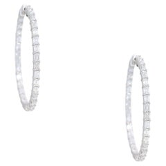 7.0 Carat Emerald Cut Diamond Inside-Out Hoop Earrings 18 Karat In Stock