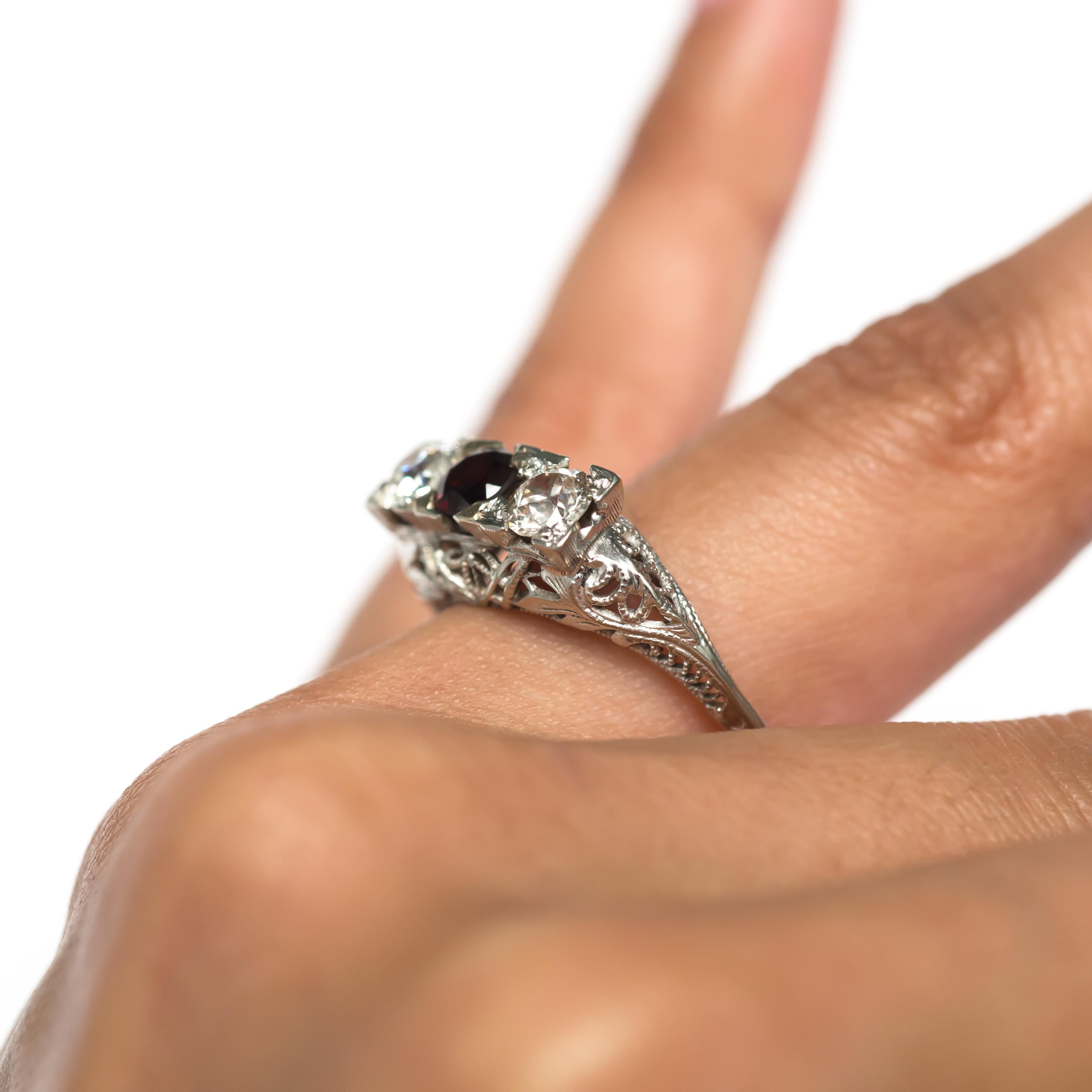 .70 Carat Garnett White Gold Engagement Ring In Good Condition For Sale In Atlanta, GA