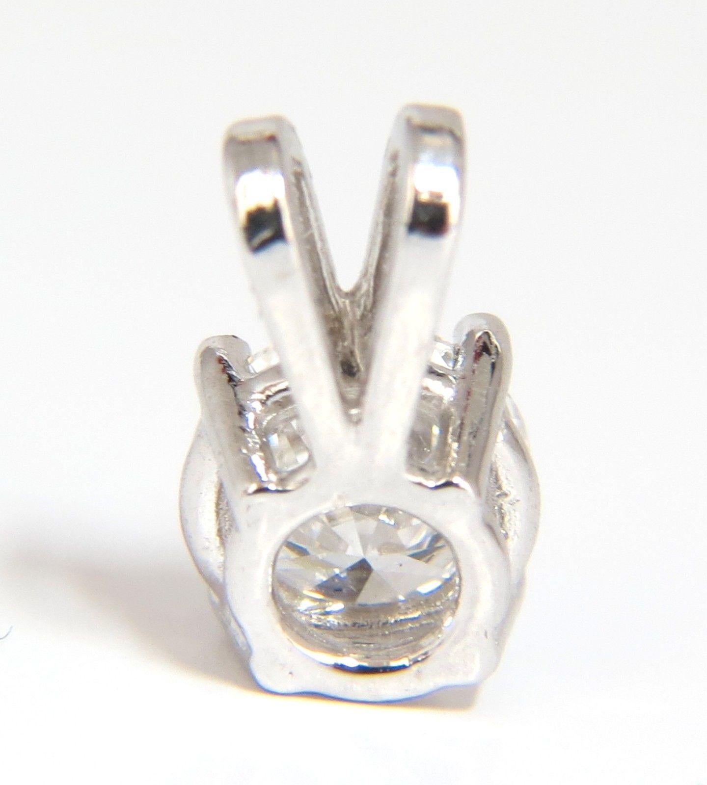 Round Cut .70 Carat GIA E/VS1 Solitaire Diamond Pendant 14 Karat White Gold For Sale