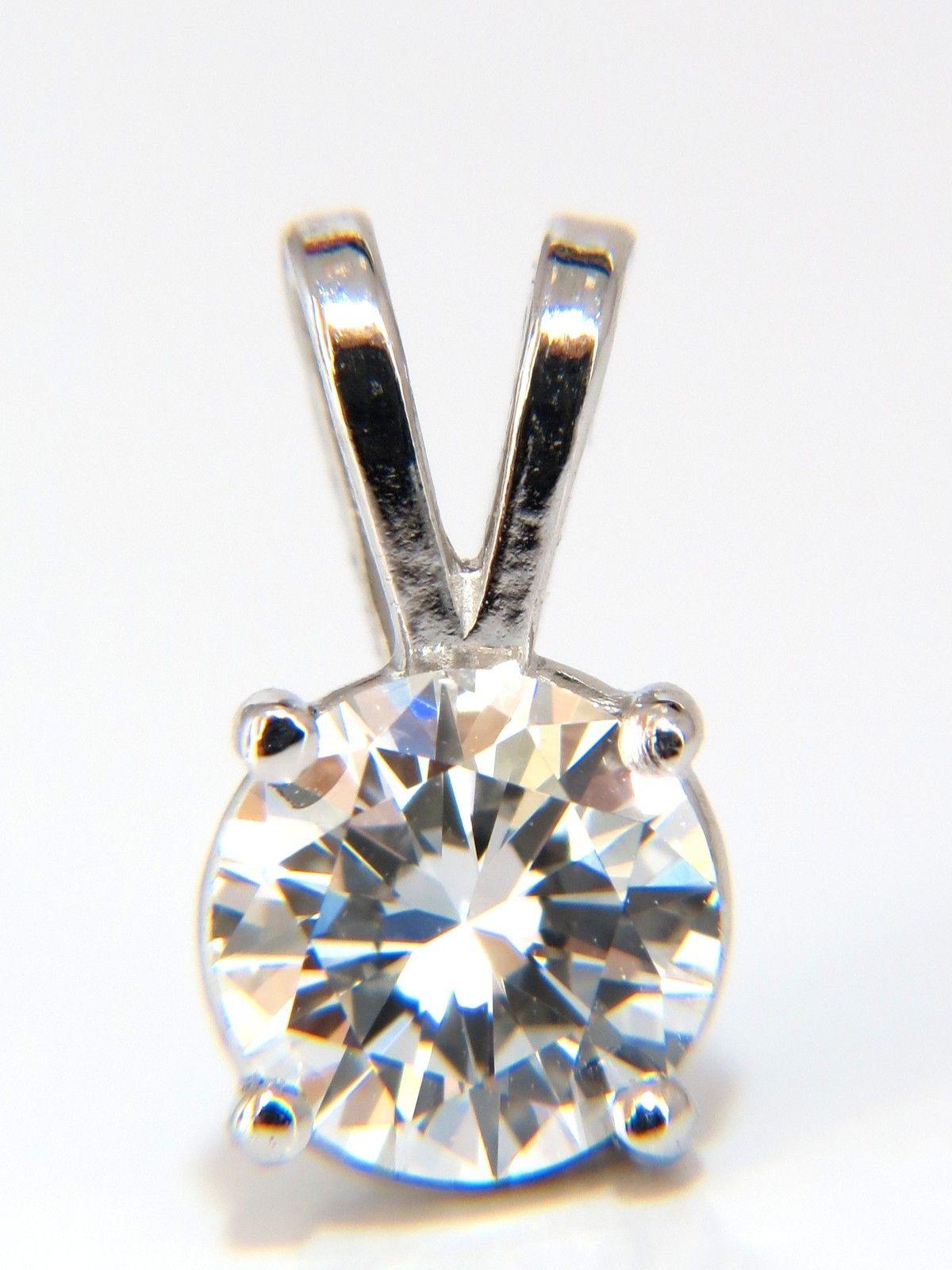 Women's or Men's .70 Carat GIA E/VS1 Solitaire Diamond Pendant 14 Karat White Gold For Sale