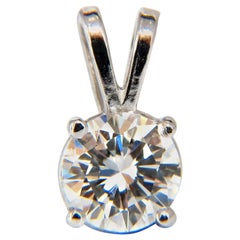 Pendentif solitaire en or blanc 14 carats avec diamants de 0,70 carat certifiés GIA E/VS1