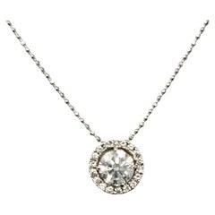 .70 Karat GIA runder Brillant-Diamant mit Halo 18 Karat Weißgold Halskette 