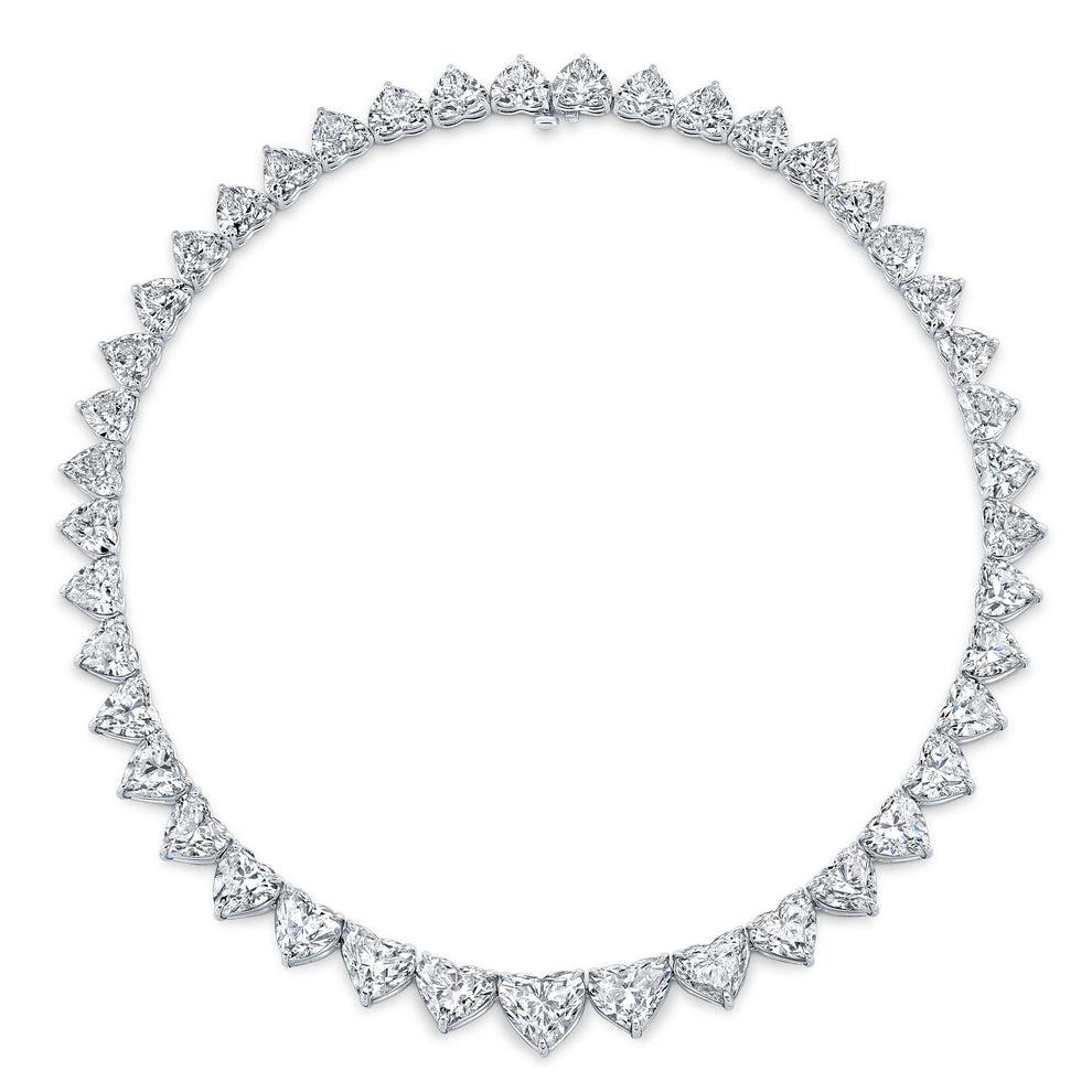 Romantic 70-Carat Heart-Diamond Rivière Necklace F-G-H Color  VS Clarity  GIA For Sale