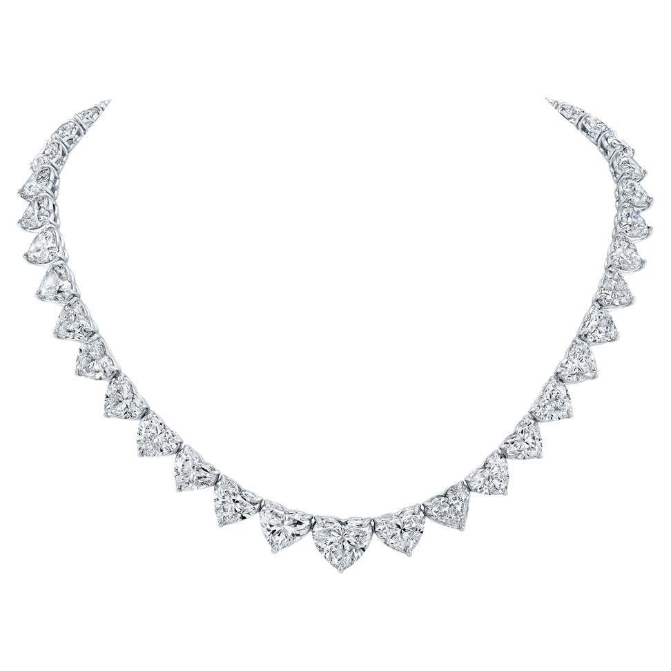 70-Carat Heart-Diamond Rivière Necklace F-G-H Color  VS Clarity  GIA For Sale