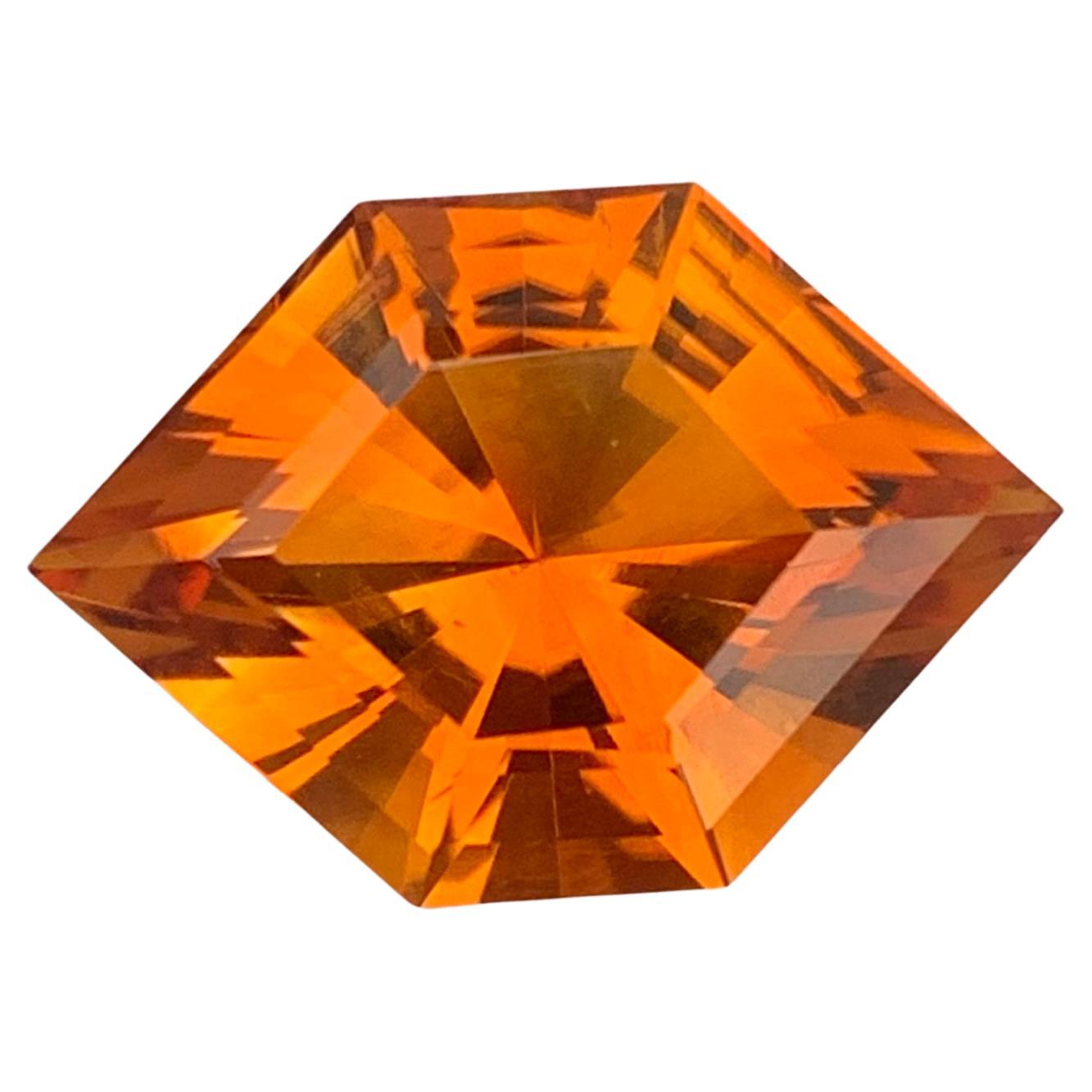 7.0 Carat Hexagon Fancy Cut Loose Mandarin Citrine for Jewelry Making For Sale