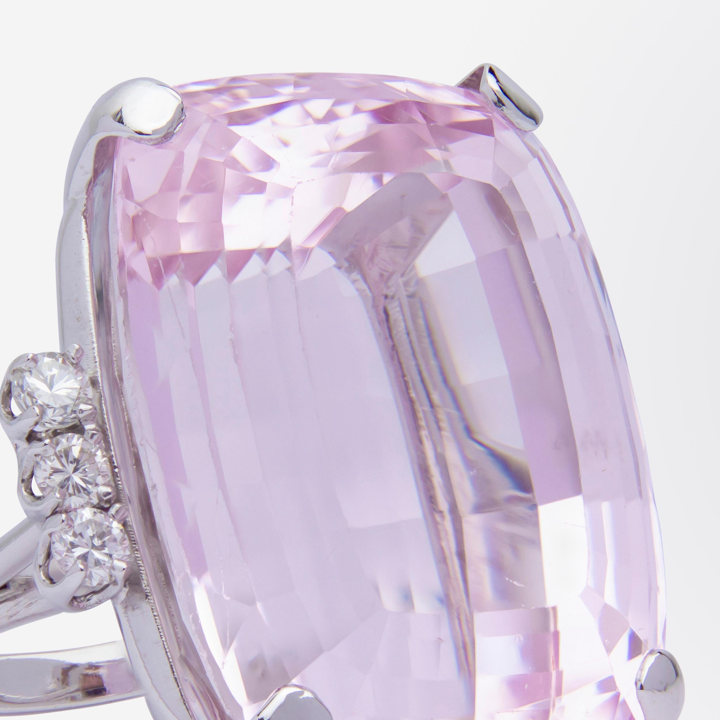 70 Carat Kunzite & Diamond Cocktail Ring In Good Condition For Sale In Brisbane City, QLD