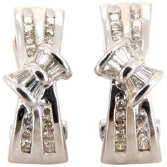 .70 Carat Natural Diamonds Semi Hoop Clip Earrings 14 Karat