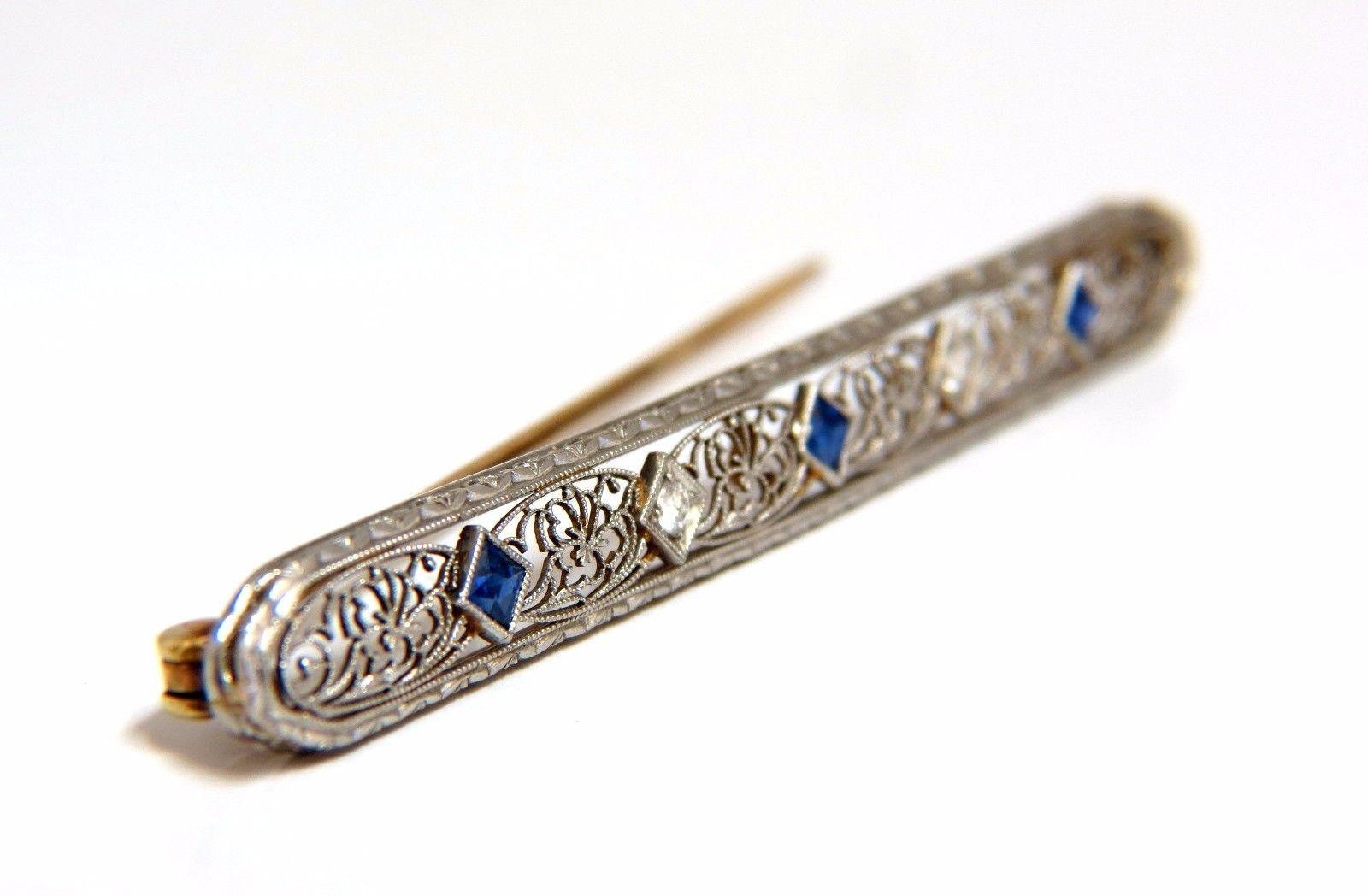 Edwardian .70 Carat Natural Sapphire Diamonds Brooch Antique