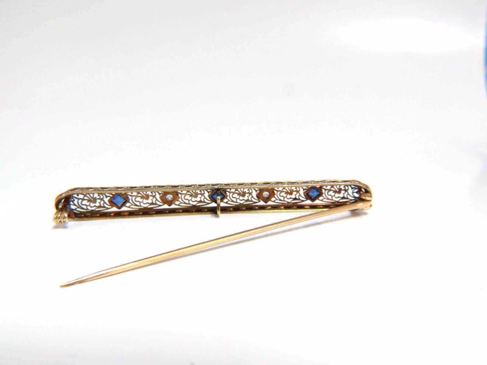 Women's or Men's .70 Carat Natural Sapphire Diamonds Brooch Antique