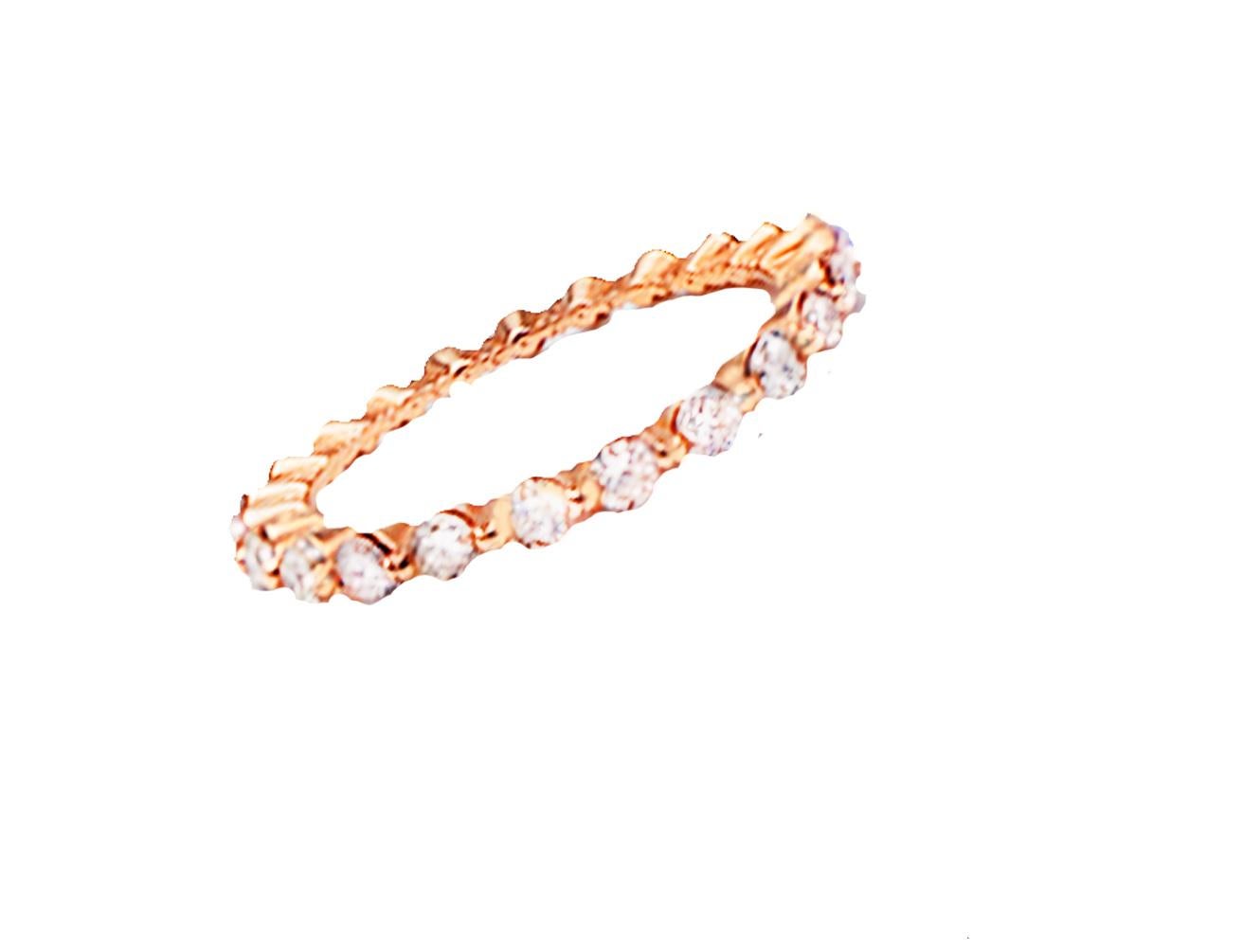 Contemporary .70 Carat Pink Gold Eternity Stackable Diamond Ring Band 14 Karat For Sale
