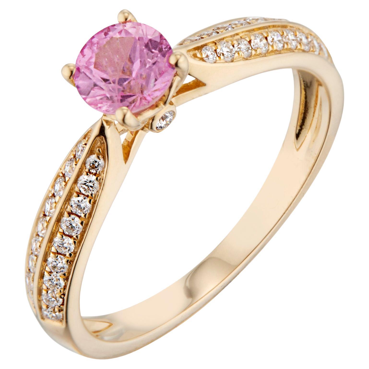 .70 Carat Sapphire Diamond Yellow Gold Engagement Ring 