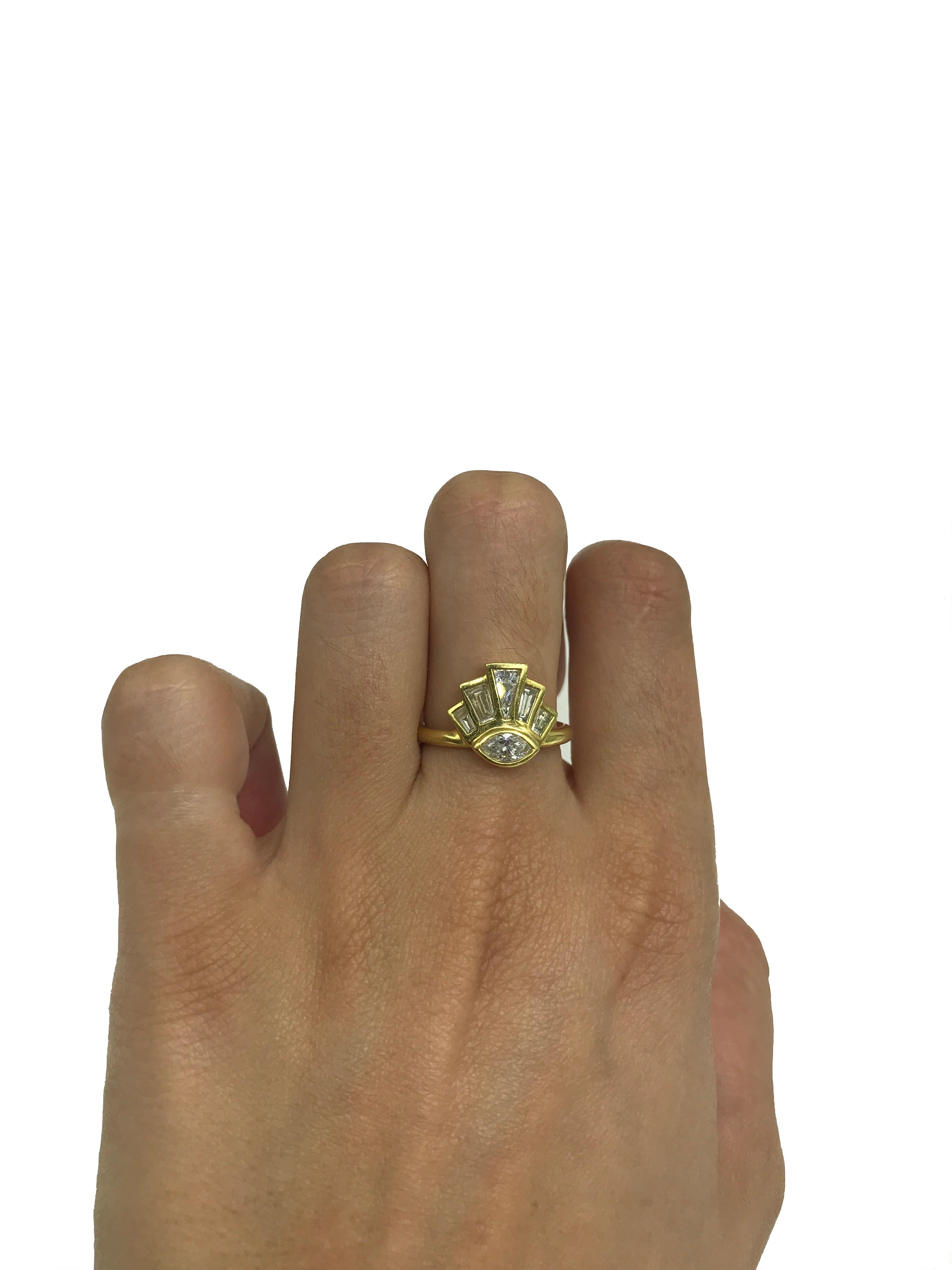 .70 Carat Tapered Baguettes and Marquise Diamond Cocktail Ring In New Condition For Sale In New York, NY