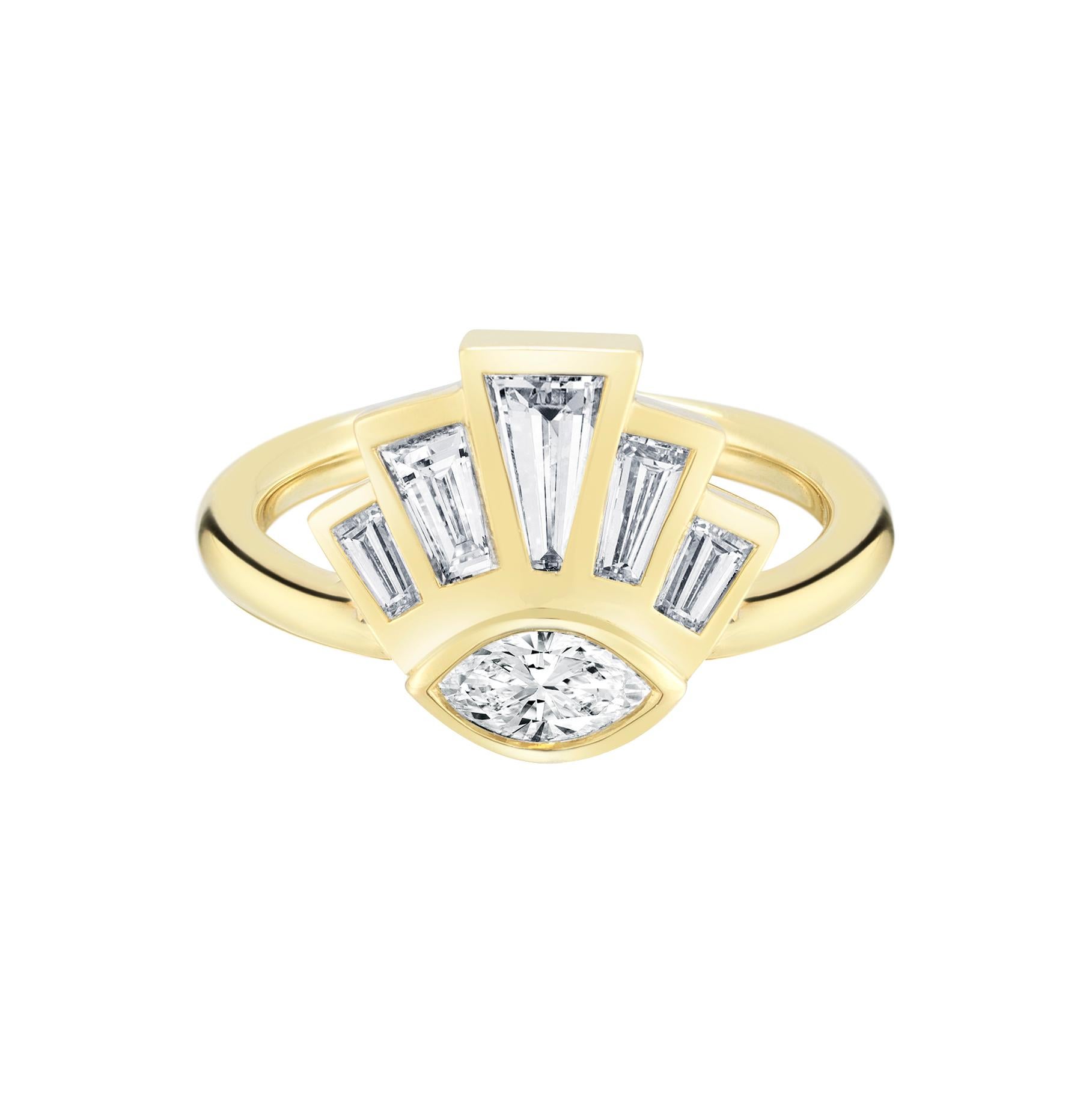 .70 Carat Tapered Baguettes and Marquise Diamond Cocktail Ring For Sale