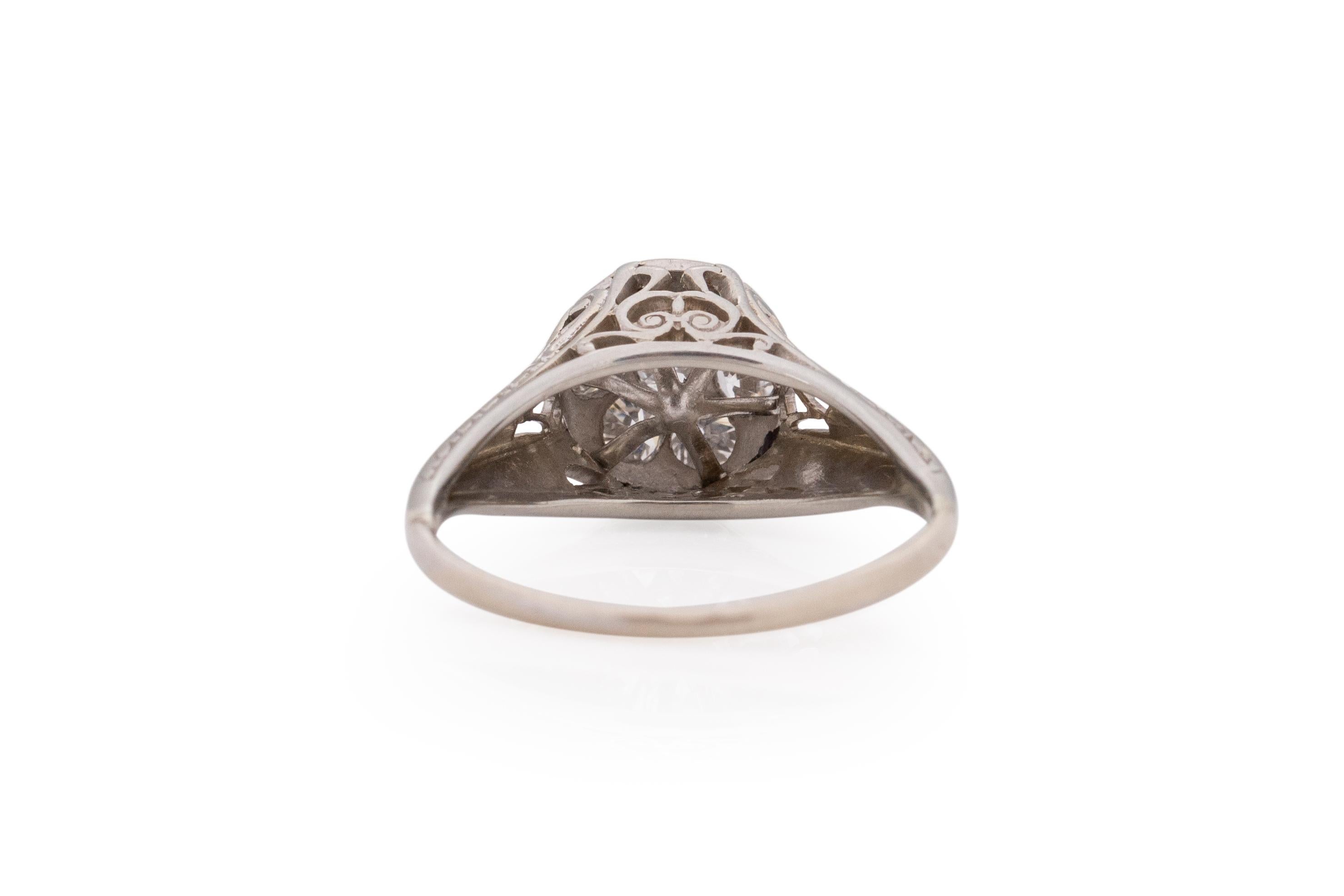 .70 Carat Total Weight Art Deco Diamond Platinum & 14 Karat WG Engagement Ring In Good Condition For Sale In Hicksville, NY