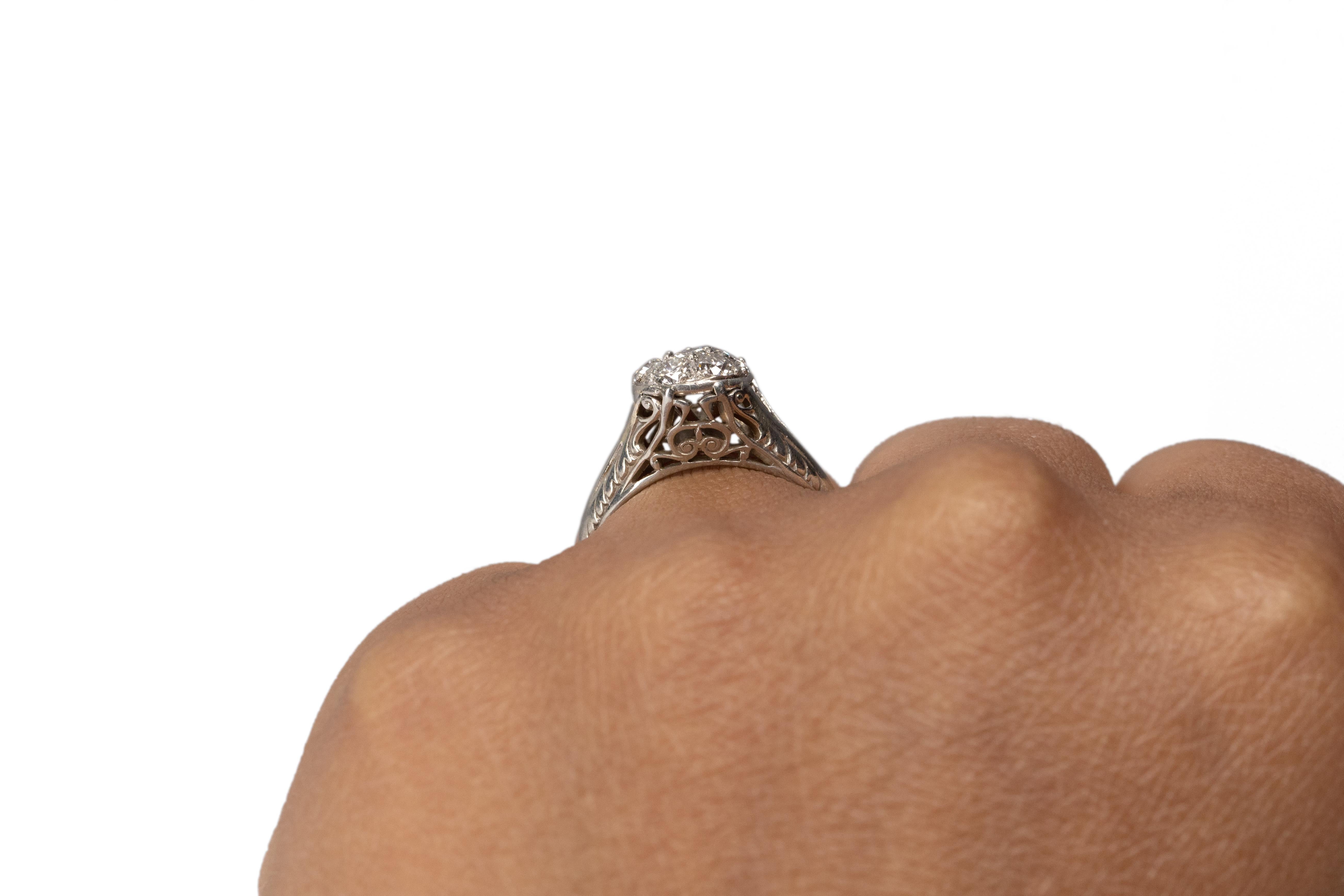 .70 Carat Total Weight Art Deco Diamond Platinum & 14 Karat WG Engagement Ring For Sale 1