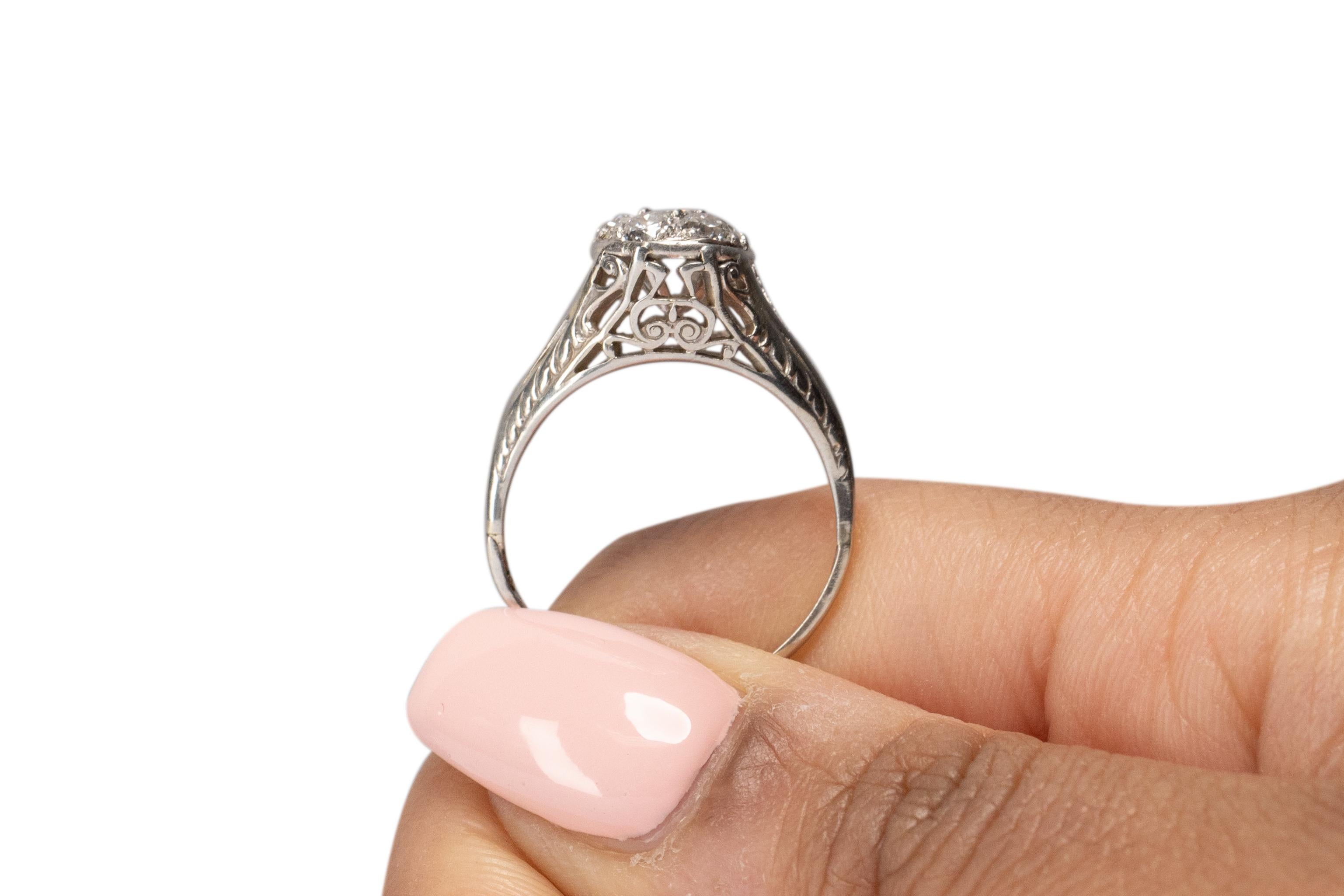 .70 Carat Total Weight Art Deco Diamond Platinum & 14 Karat WG Engagement Ring For Sale 3