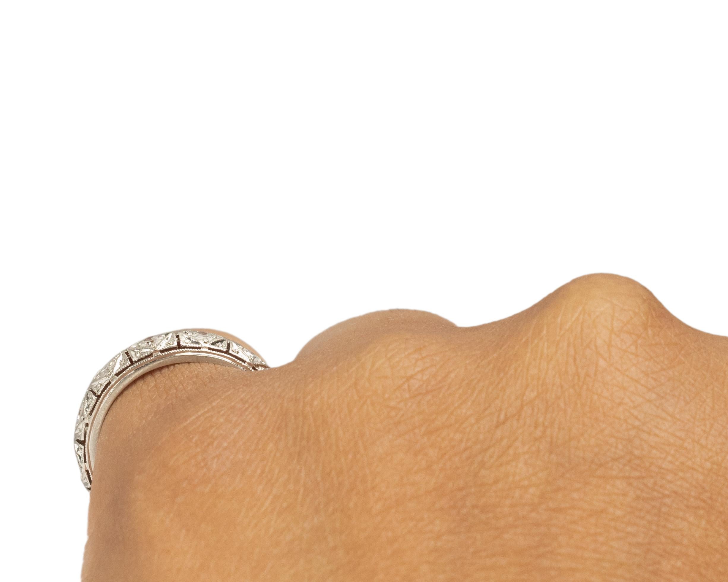 Women's .70 Carat Total Weight Art Deco Diamond Platinum Wedding Ring For Sale