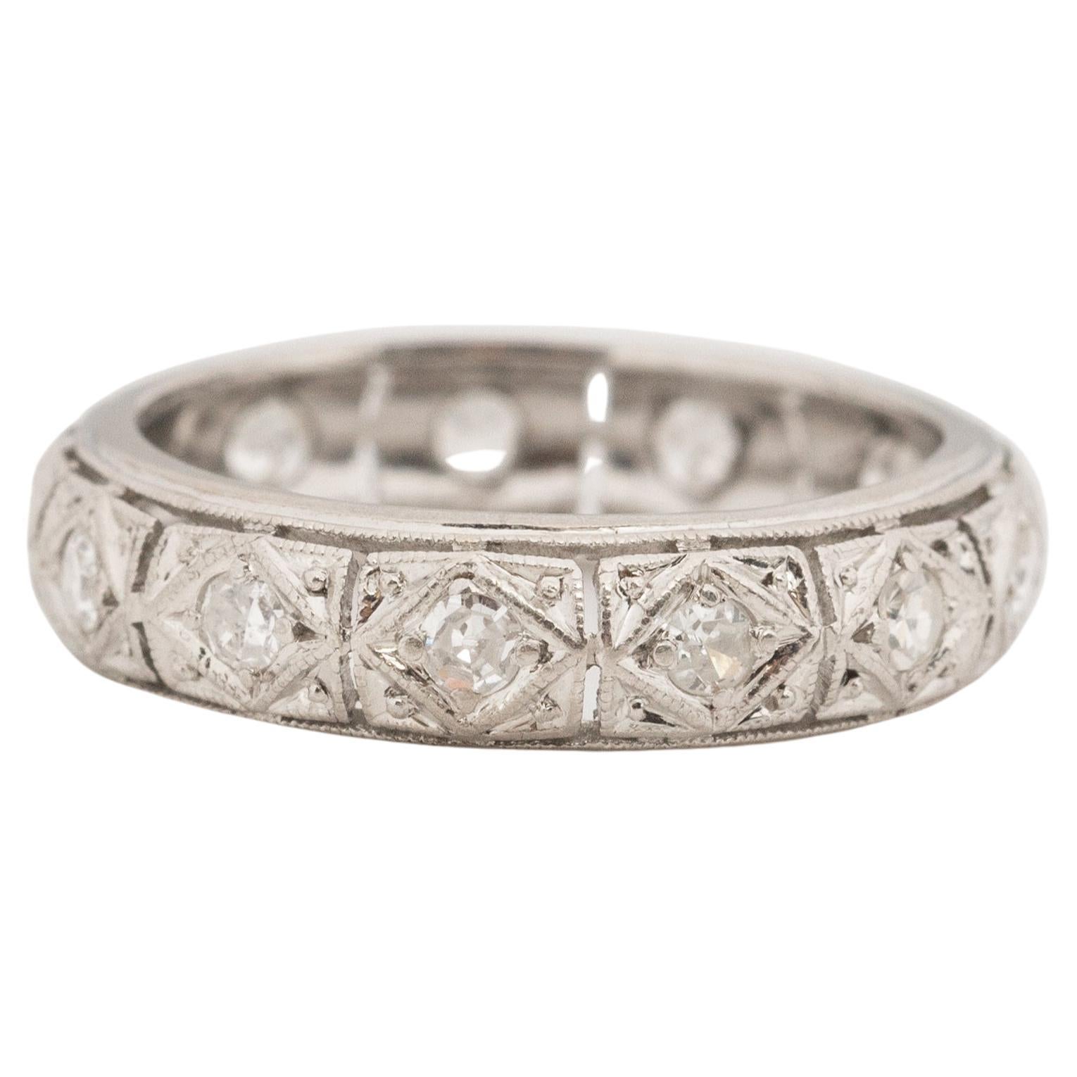 .70 Carat Total Weight Art Deco Diamond Platinum Wedding Ring