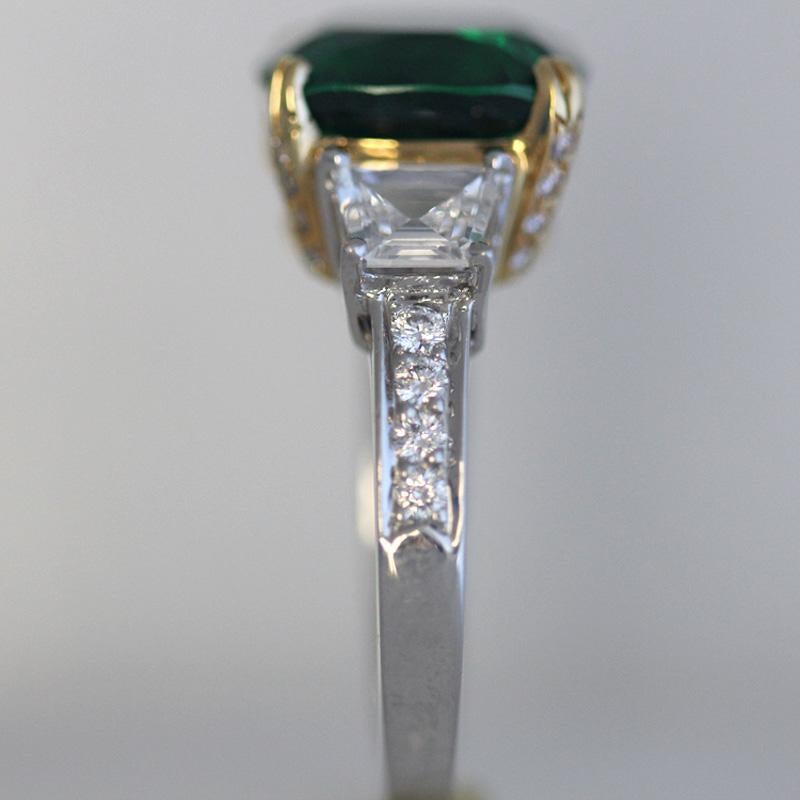 Modern 7.0 Carat TW Cushion Tsavorite and Diamond Ring, Ben Dannie For Sale