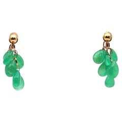 Retro 70 Carats Emerald Pear-Shaped Gold Earrings, 1955