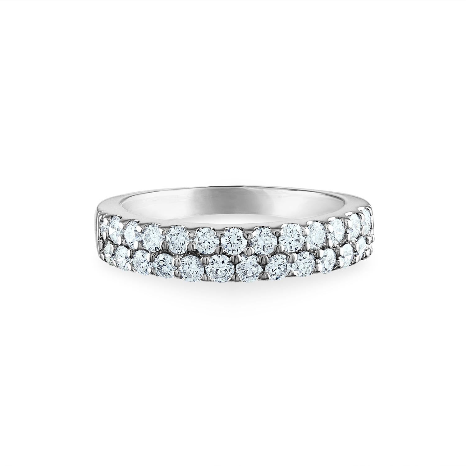 i color diamond 14kt white gold double row band