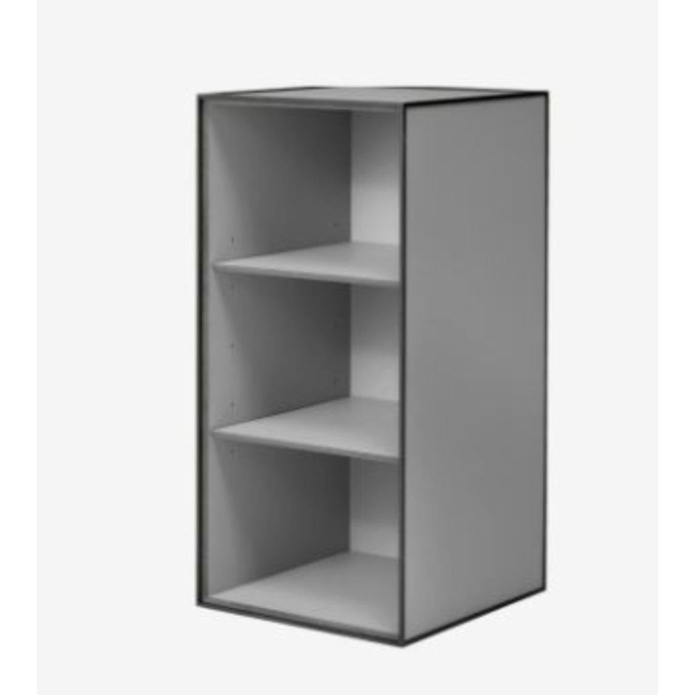 70 Dark grey frame box with 2 shelves by Lassen
Dimensions: D 35 x W 35 x H 70 cm 
Materials: finér, melamin, melamin, melamine, metal, veneer
Also available in different colors and dimensions. 
Weight: 13 Kg


By Lassen is a Danish design