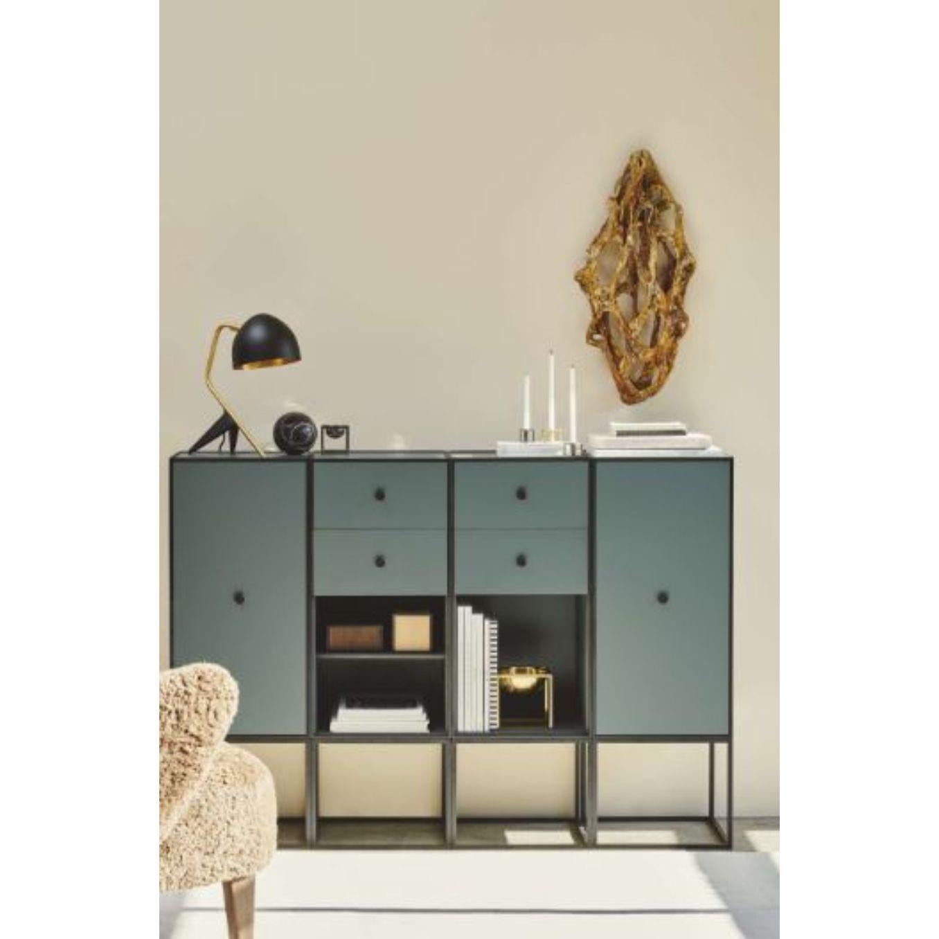 Danish 70 Dark Grey Frame Box with Shelf / 2 Drawers by Lassen For Sale