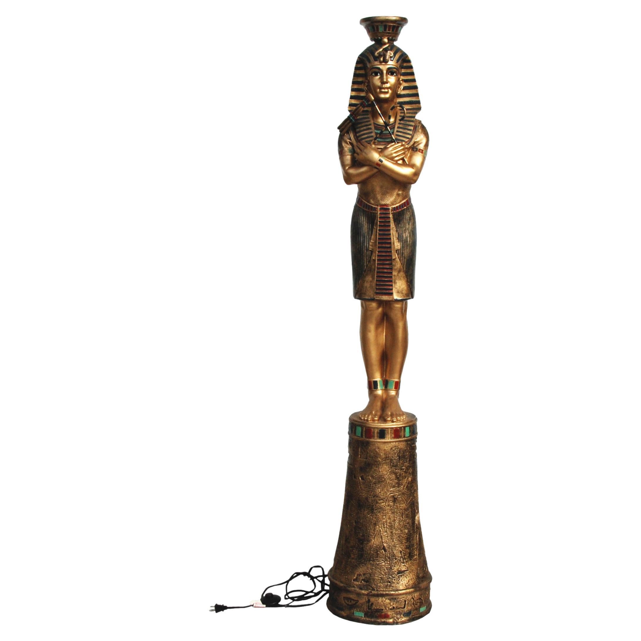 70" Egyptian Pharaoh Statue Floor Lamp For Sale