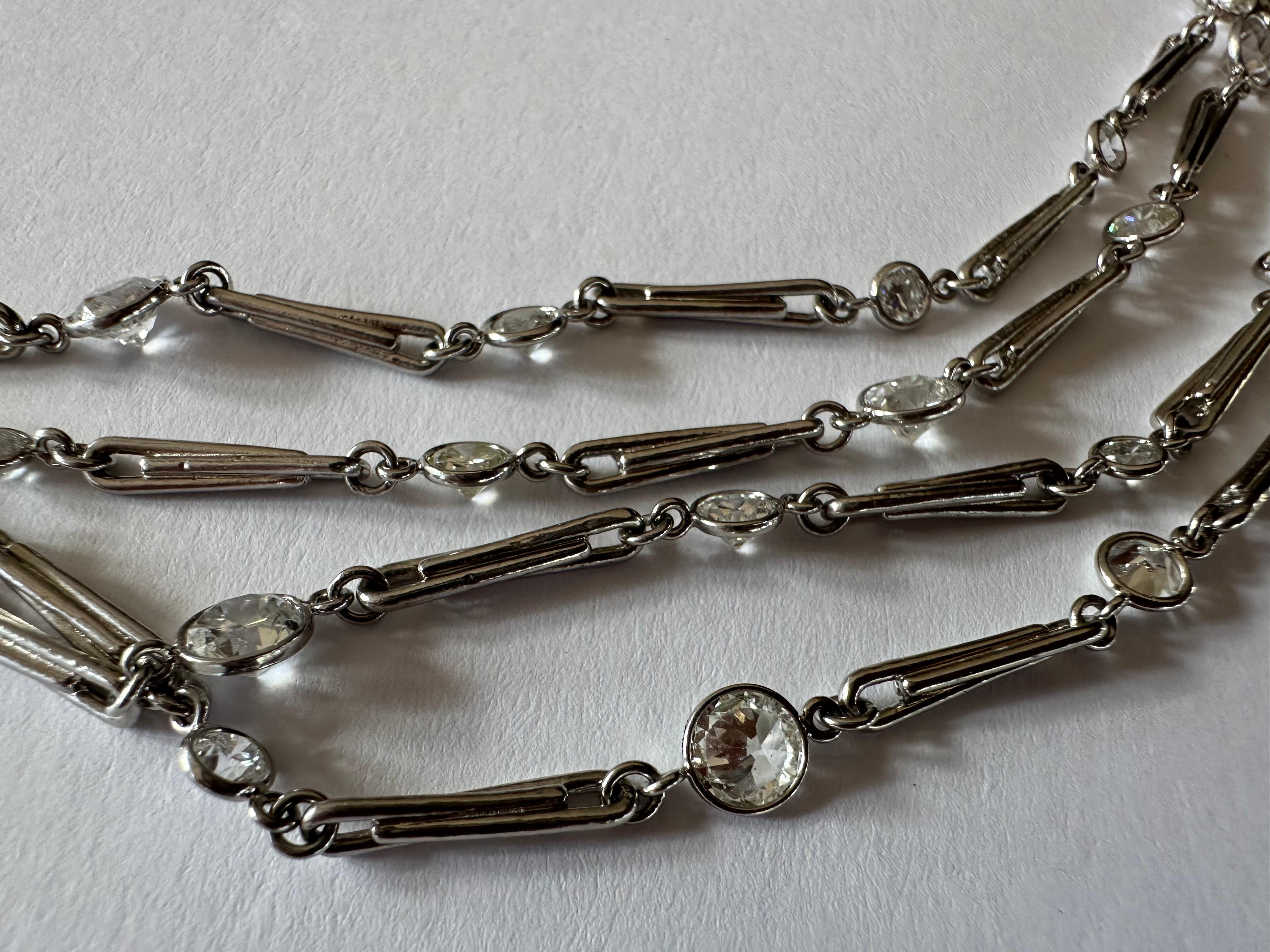 Old European Cut 70 Inch Antique Style Diamonds-by-the-Yard Necklace  For Sale